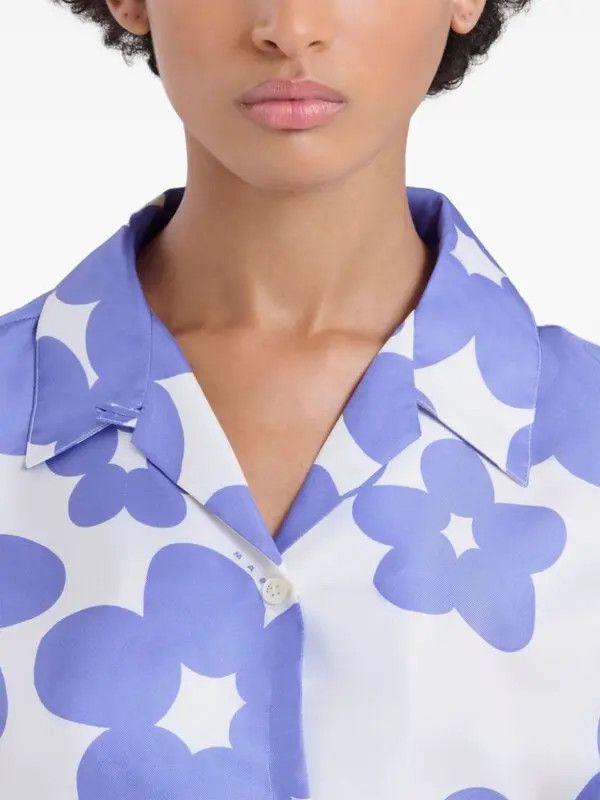Marni o1w1db10426 Floral-Print Shirt in Purple Size S / US 4 / IT 40 - 5 Thumbnail