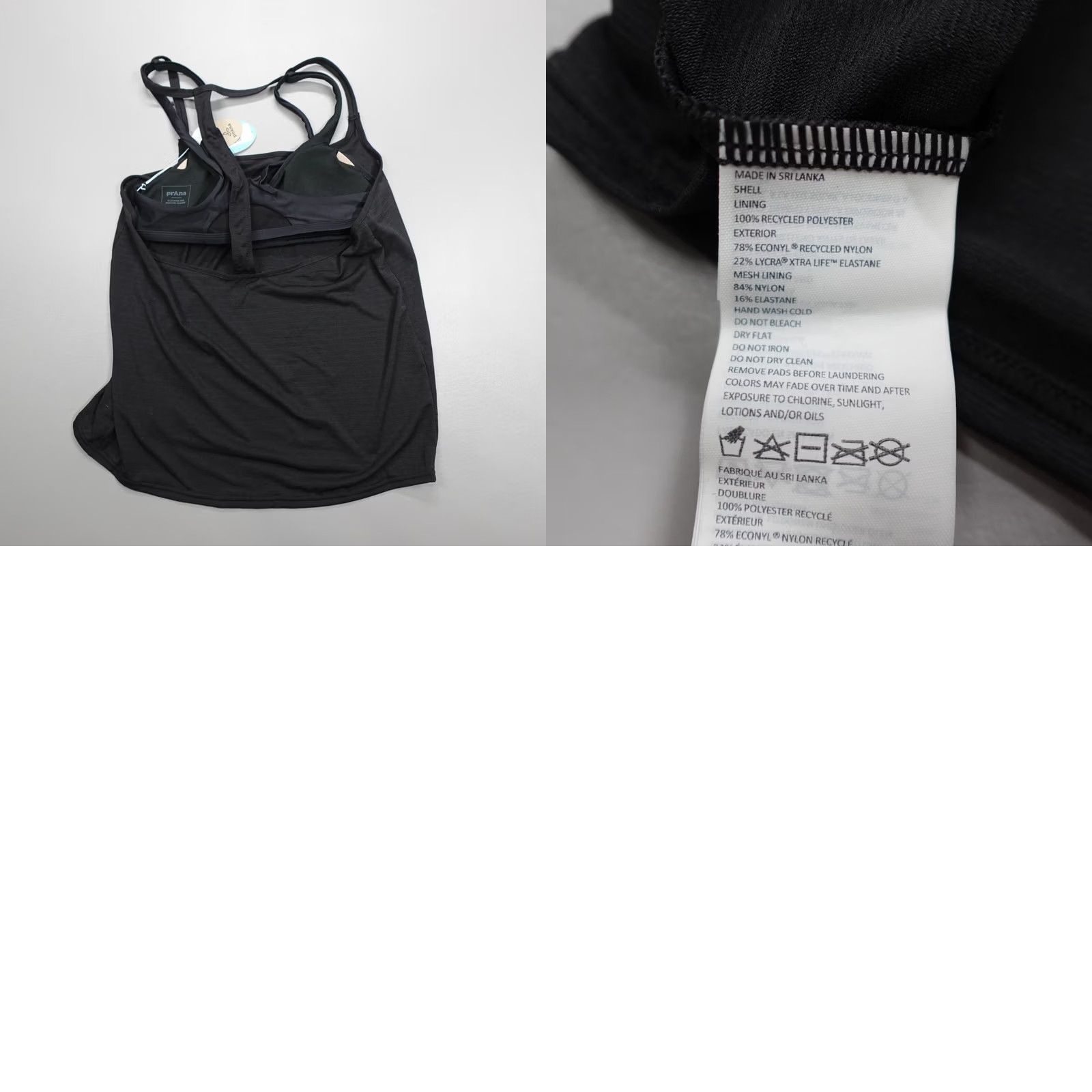 Prana prAna Ainsley Tankini Tank Women XS Black Solid Nylon Spandex Adjustable Strap Removable Pads 1964801 Size ONE SIZE - 8 Thumbnail