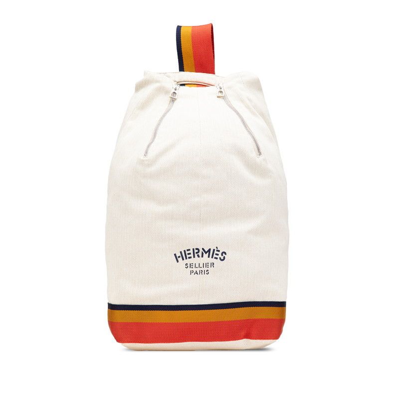 Hermes Hermes Toilè Chevron Cavalière Shoulder Bag Cotton Crossbody Bag in White, Women's