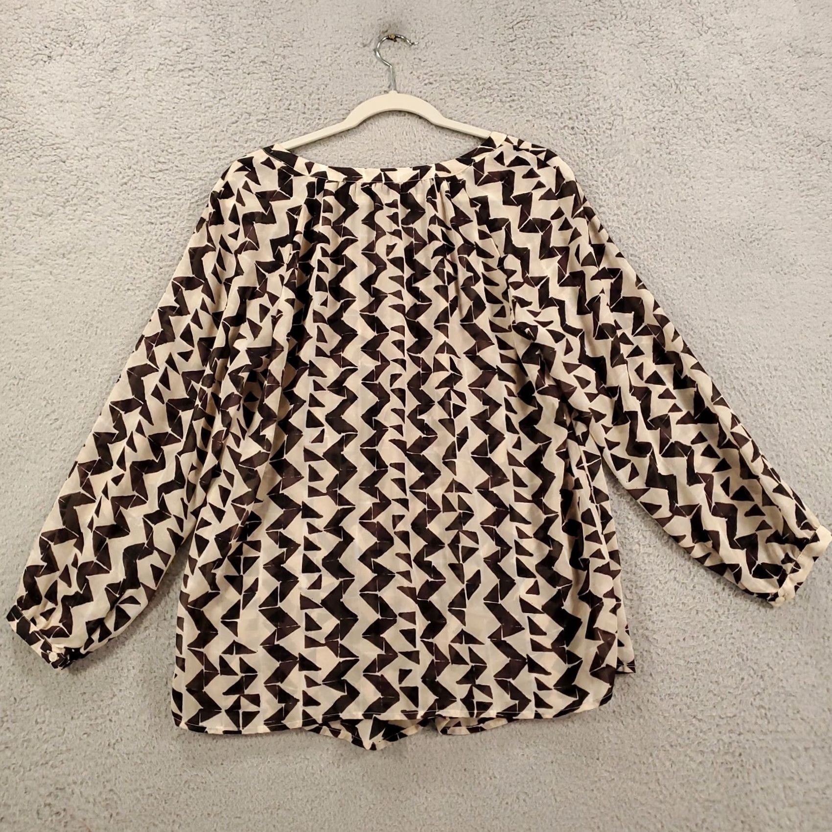 Lucky Brand Lucky Brand Top Blouse Tunic Size Large Sheer Herringbone Tie Neck V-Neck Multicolor Bohemian Size L / US 10 / IT 46 - 7 Thumbnail