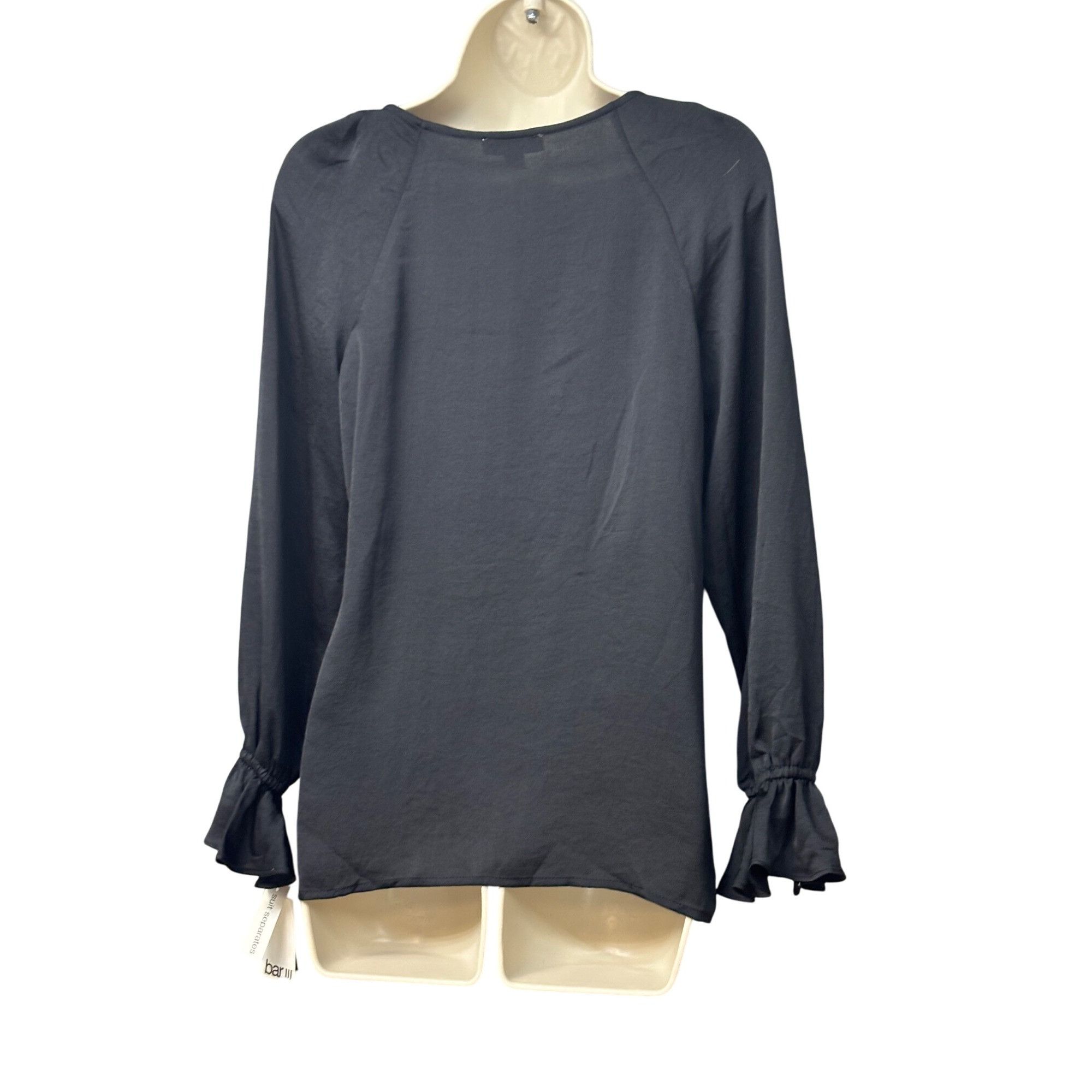 Bar III Bar III Ruffled-Cuff Woven V-neck Top, Black, Sz. XS Size XS / US 0-2 / IT 36-38 - 4 Thumbnail
