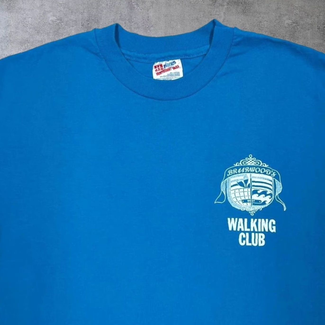 Hanes VINTAGE Hanes Briarwood’s Walking Club Souvenir Blue Single Stitch T-Shirt L Men XS? Size US L / EU 52-54 / 3 - 3 Thumbnail