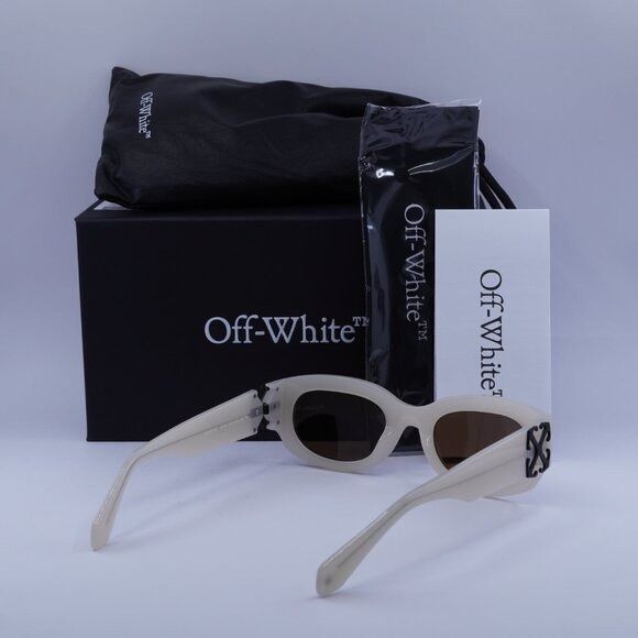 Off-White Off-White OERI14E PALMER 6164 Sunglasses Beige Oval Frame Size ONE SIZE - 11 Thumbnail