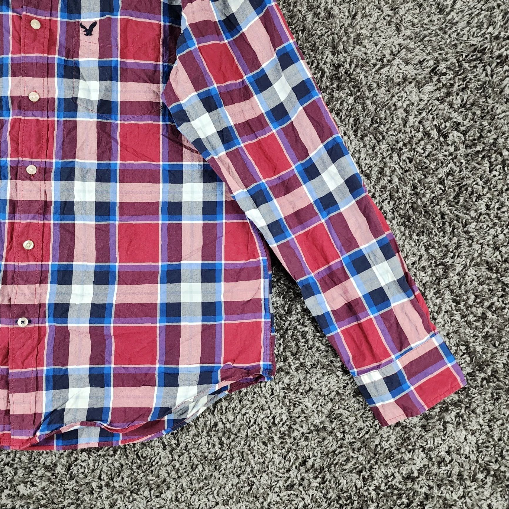 American Eagle Outfitters American Eagle Outfitters Shirt Mens XL Red Blue Plaid Long Sleeve Button-Up Size US XL / EU 56 / 4 - 2 Thumbnail