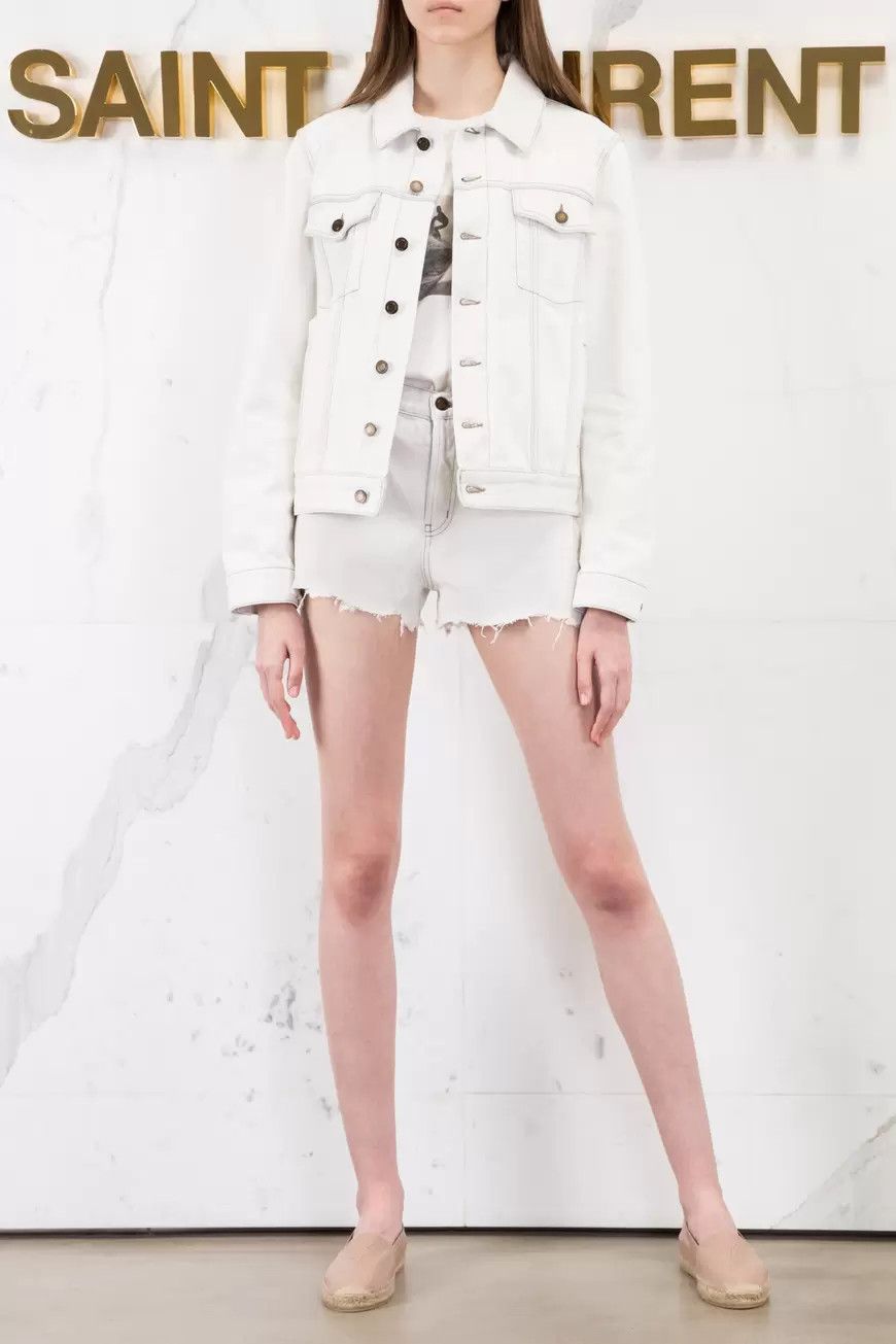 Saint Laurent Paris o1bcso1str1124 Boyfriend Jacket in Off White Size L / US 10 / IT 46 - 2 Thumbnail