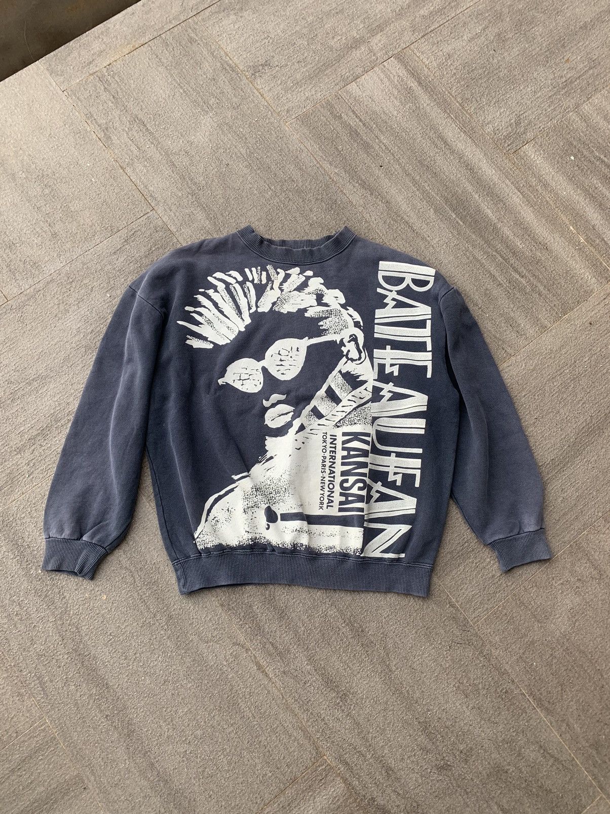Kansai Yamamoto × Vintage Sunfaded💥💥💥Kansai O2 International Big Face Sweatshirt Size US M / EU 48-50 / 2 - 1 Thumbnail