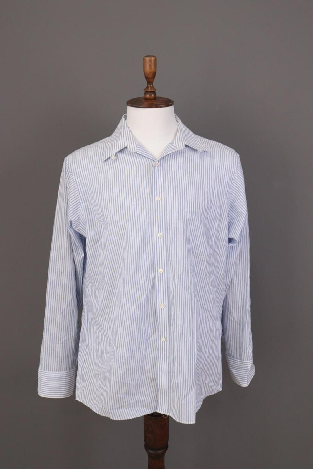 Designer Donald J.Trump Blue Stripe Button Shirt Size 16 / 34 / 35 Size US M / EU 48-50 / 2 - 1 Thumbnail