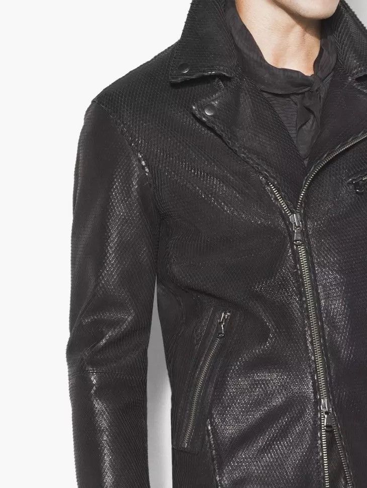 John Varvatos Scaled Leather Biker Jacket Size large Size US L / EU 52-54 / 3 - 3 Thumbnail