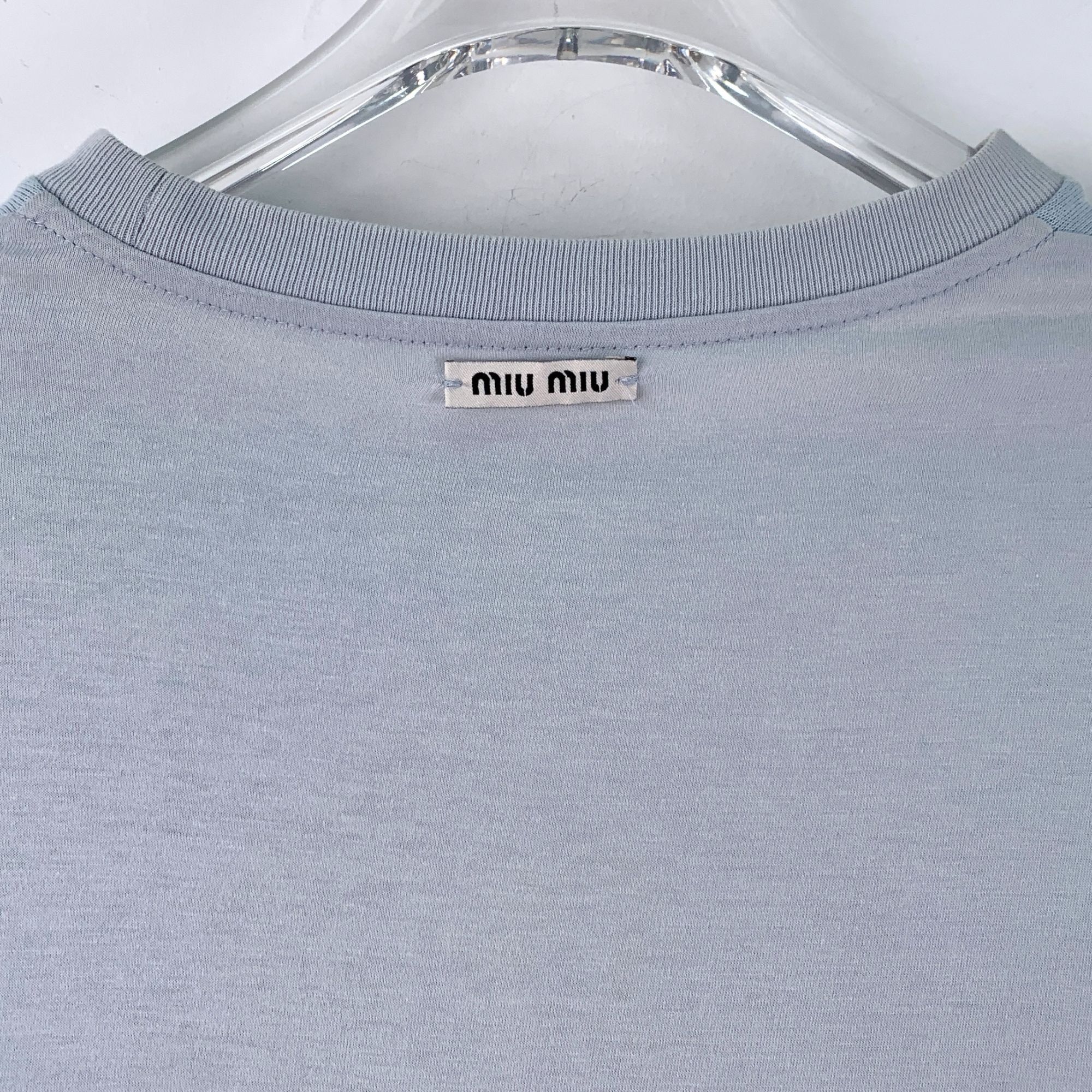 Miu Miu Miu Miu Light Blue Lotus Leaf Lace Cutout Round Neck Short-S Size S / US 4 / IT 40 - 5 Thumbnail