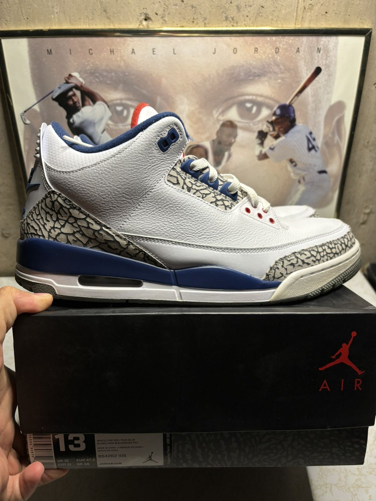 Jordan Brand Air Jordan 3 Retro OG True Blue 2016 Size US 13 / EU 46 - 1 Thumbnail