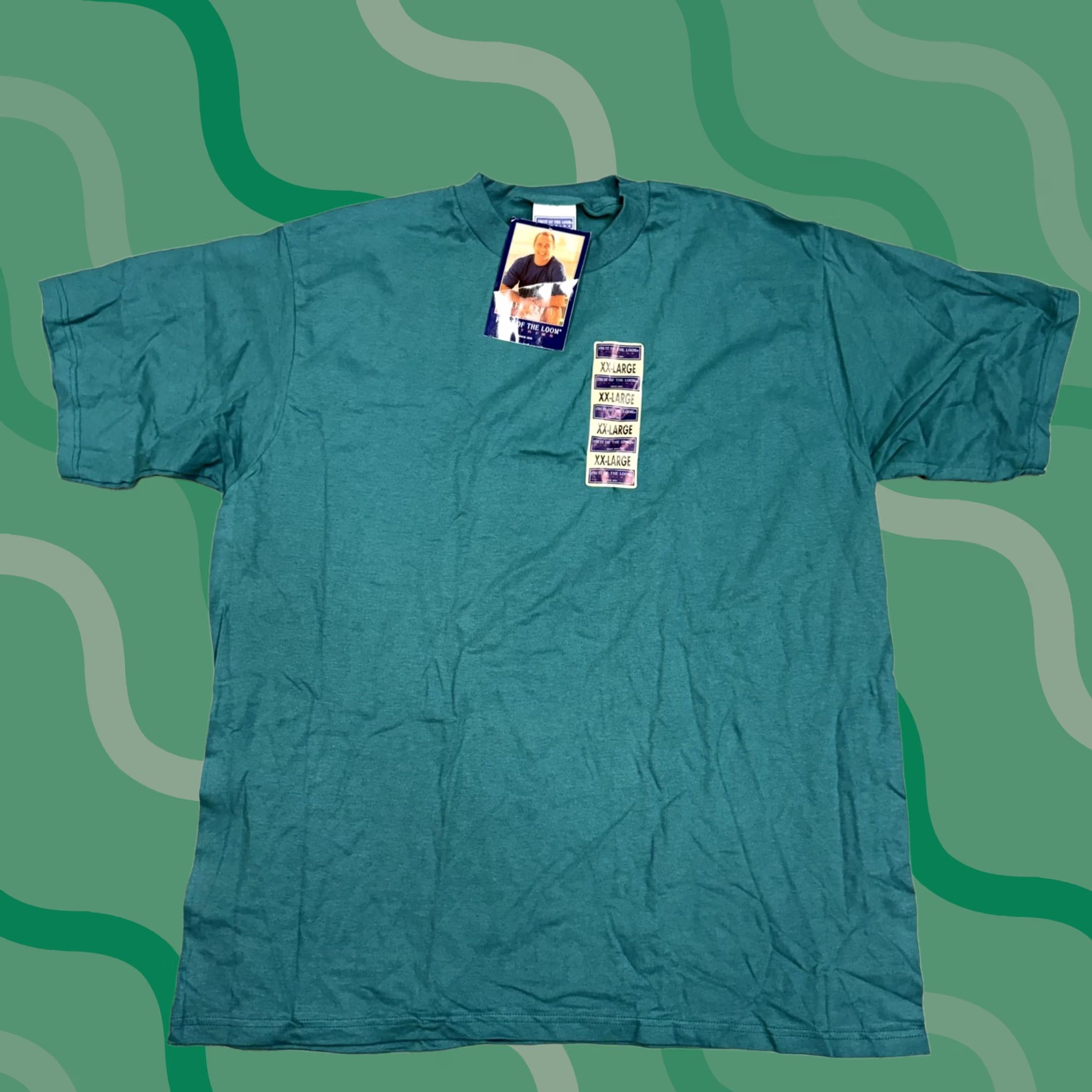 Fruit Of The Loom VINTAGE Fruit Of The Loom Shirt Mens 2XL Green Crew Neck Tee Short Sleeve Big & Tall Mens 90s Size US XXL / EU 58 / 5 - 1 Thumbnail