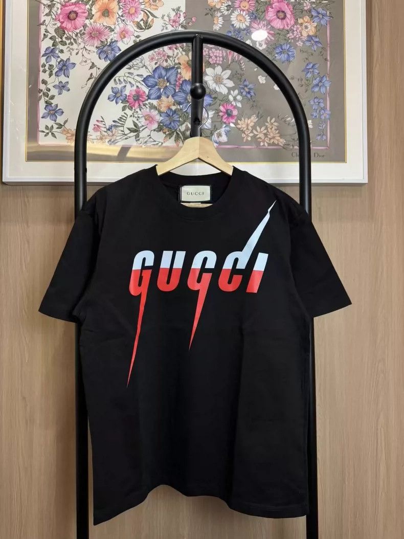 Gucci GUCCI T SHIRT BLACK GG MONOGRAM LOGO WHITE 616036