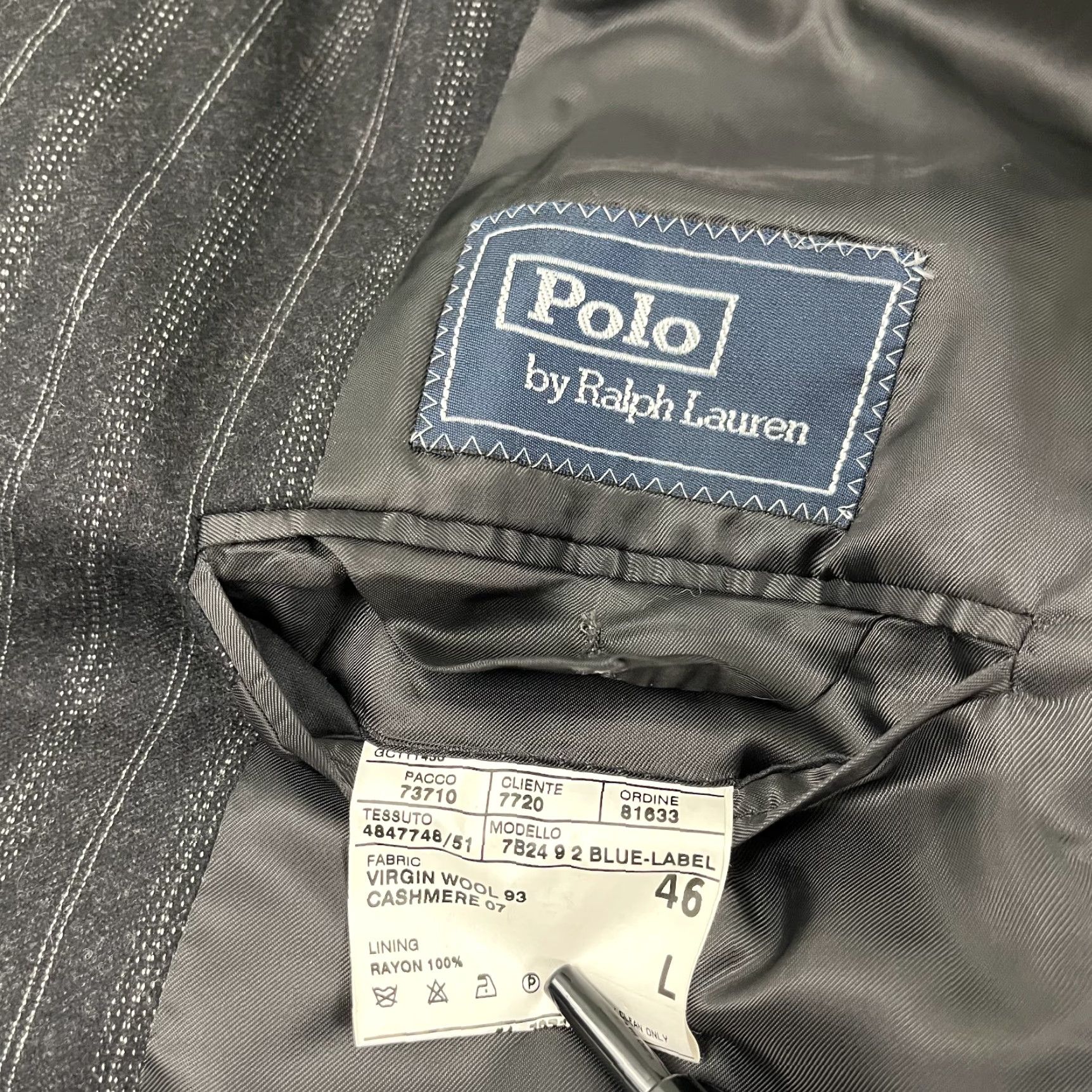Polo Ralph Lauren Polo Ralph Lauren Blazer Mens 46 L Wool Cashmere Gray Striped Suit Coat Italy Size US XXL / EU 58 / 5 - 3 Thumbnail