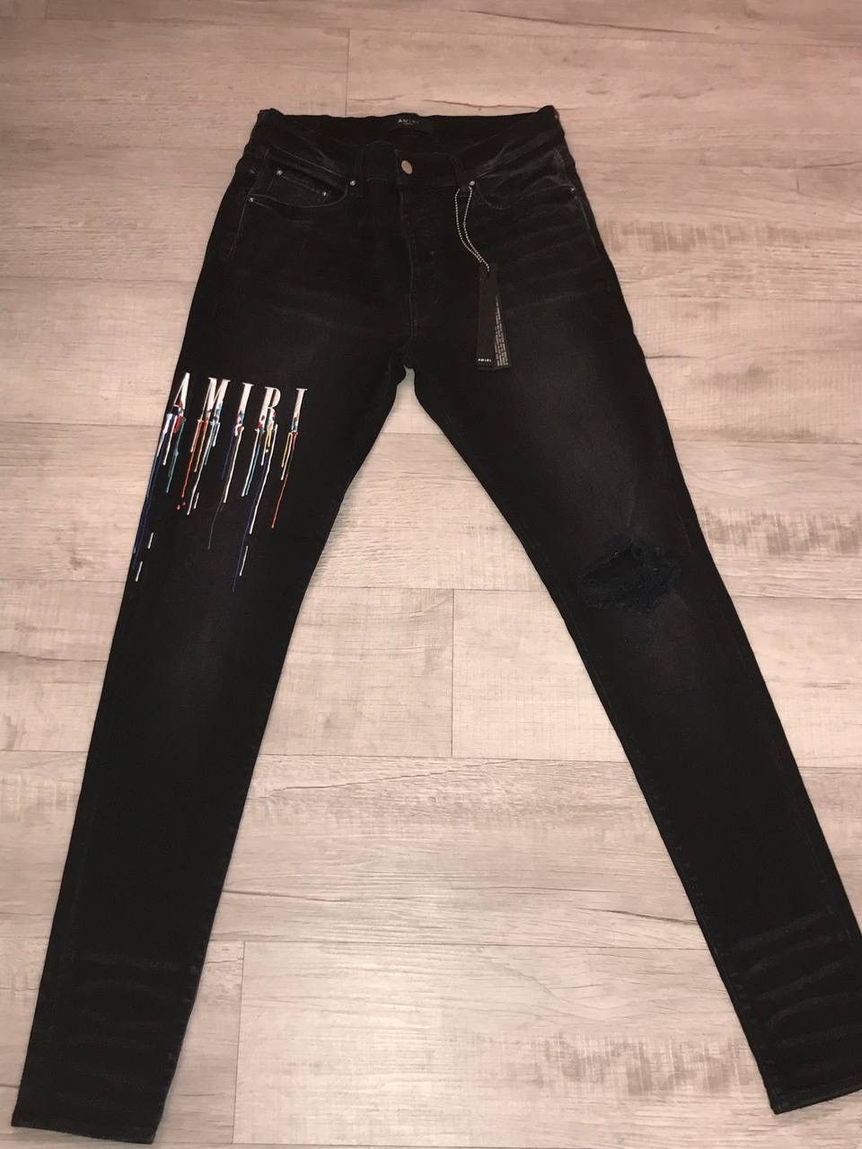 Amiri Amiri Paint Drip Logo jeans Size US 33 - 1 Thumbnail