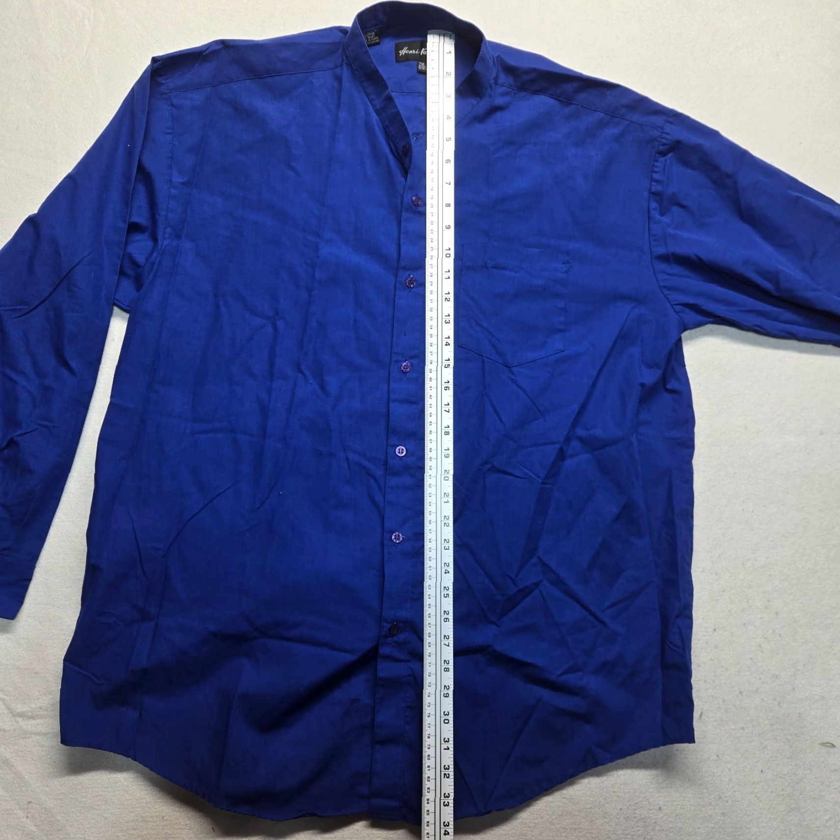 Vintage Henri Valdise Solid Blue Long Sleeve Button Up Shirt Adult Men's 2XL Blue 2XL Shirt Mens 2XL Button-Up Solid Blue Long Sleeve Henri Valdise Size US XXL / EU 58 / 5 - 6 Thumbnail