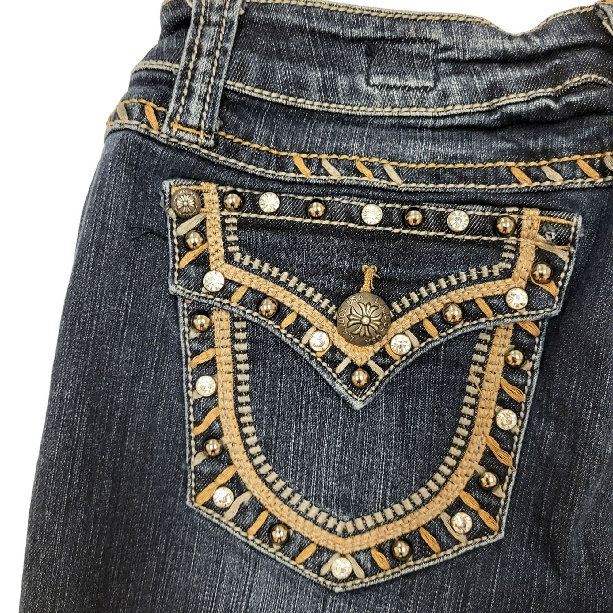 Other L.A. Idol USA Fashion Jeans Bootcut Blue Jeans Bling Embroid Size 32" / US 10 / IT 46 - 11 Thumbnail