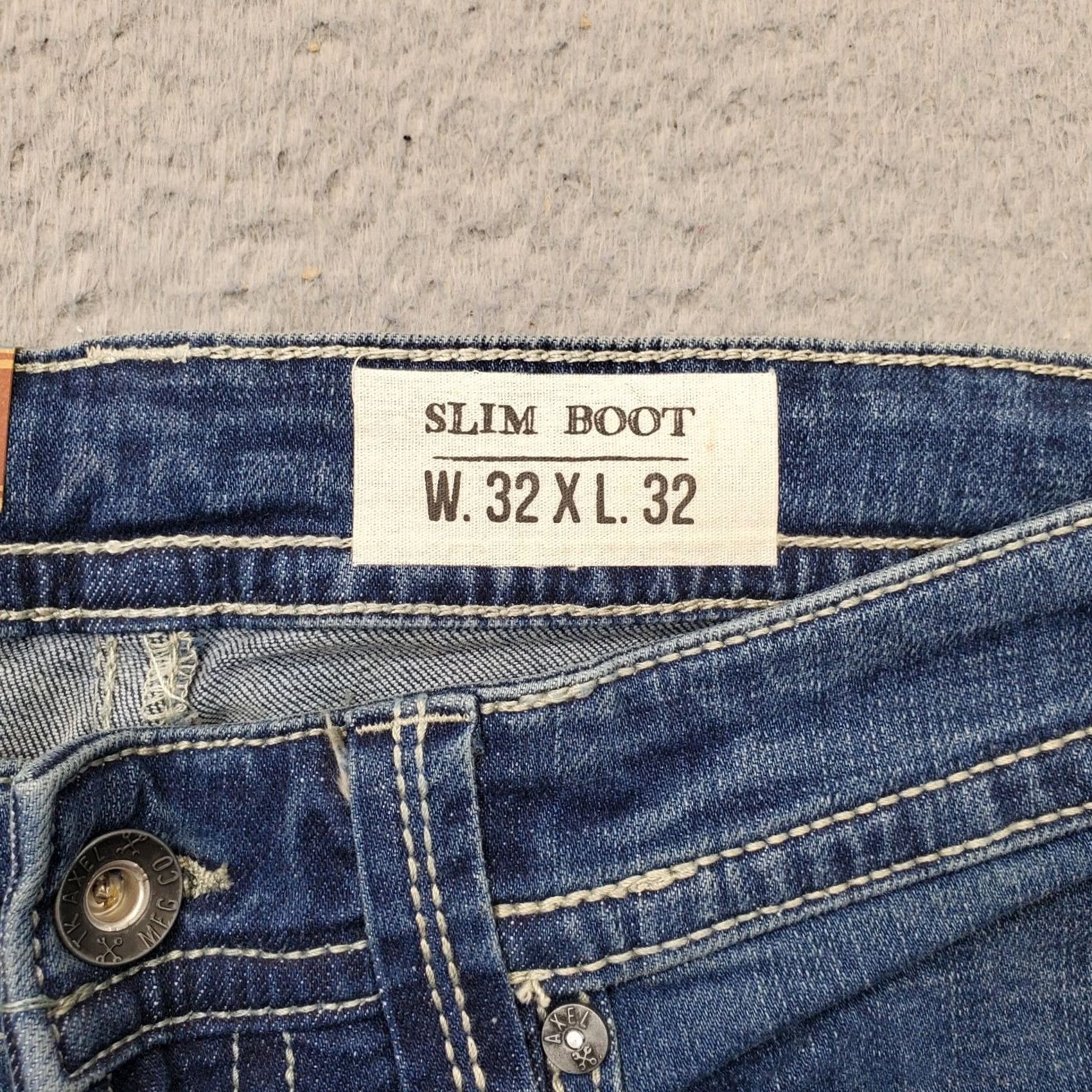 Denime Axel Jeans Mens Bootcut 32x32 Blue Denim Stretch Slim Contrast Stitch AXMB0056 Jeans Mens Size 32 Blue 5-Pocket Outdoor Vintage NWT Size US 32 / EU 48 - 7 Thumbnail