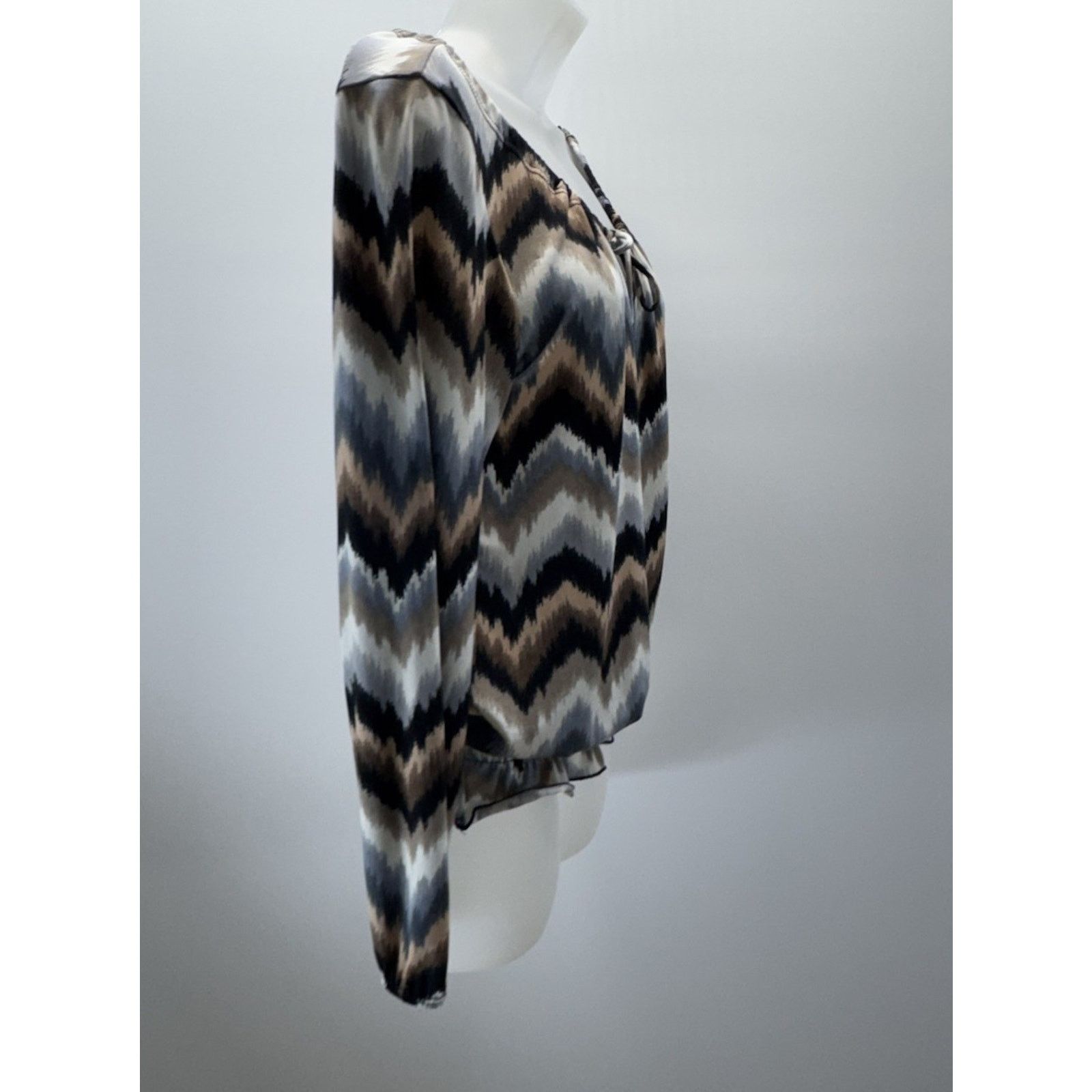 Other Carol Rose Blue Brown Flounce 3/4 Sleeve Women’s Size M Size M / US 6-8 / IT 42-44 - 3 Thumbnail
