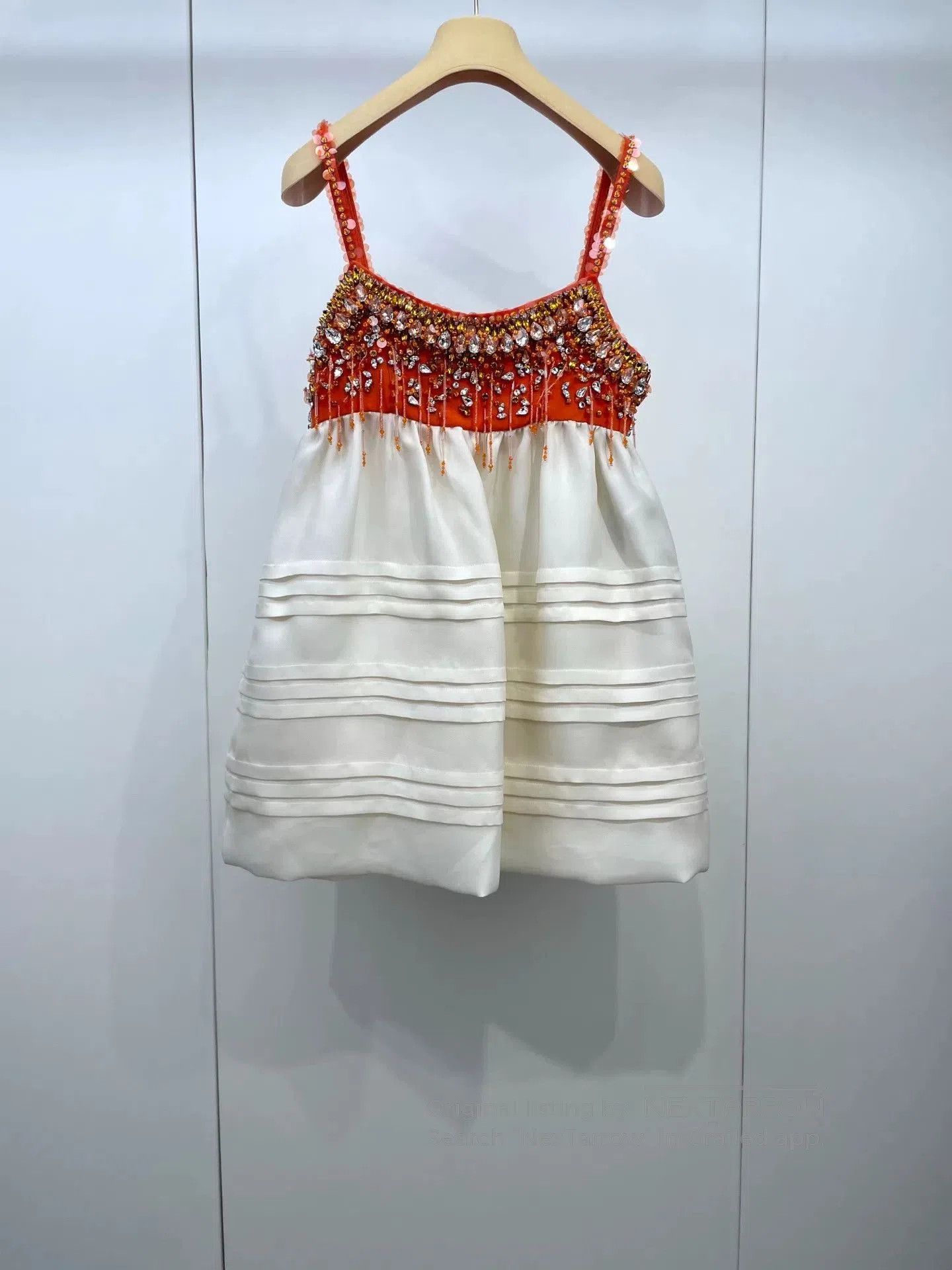 Miu Miu Miu Miu Orange White Beaded Slip Dress. Size S / US 4 / IT 40 - 2 Thumbnail