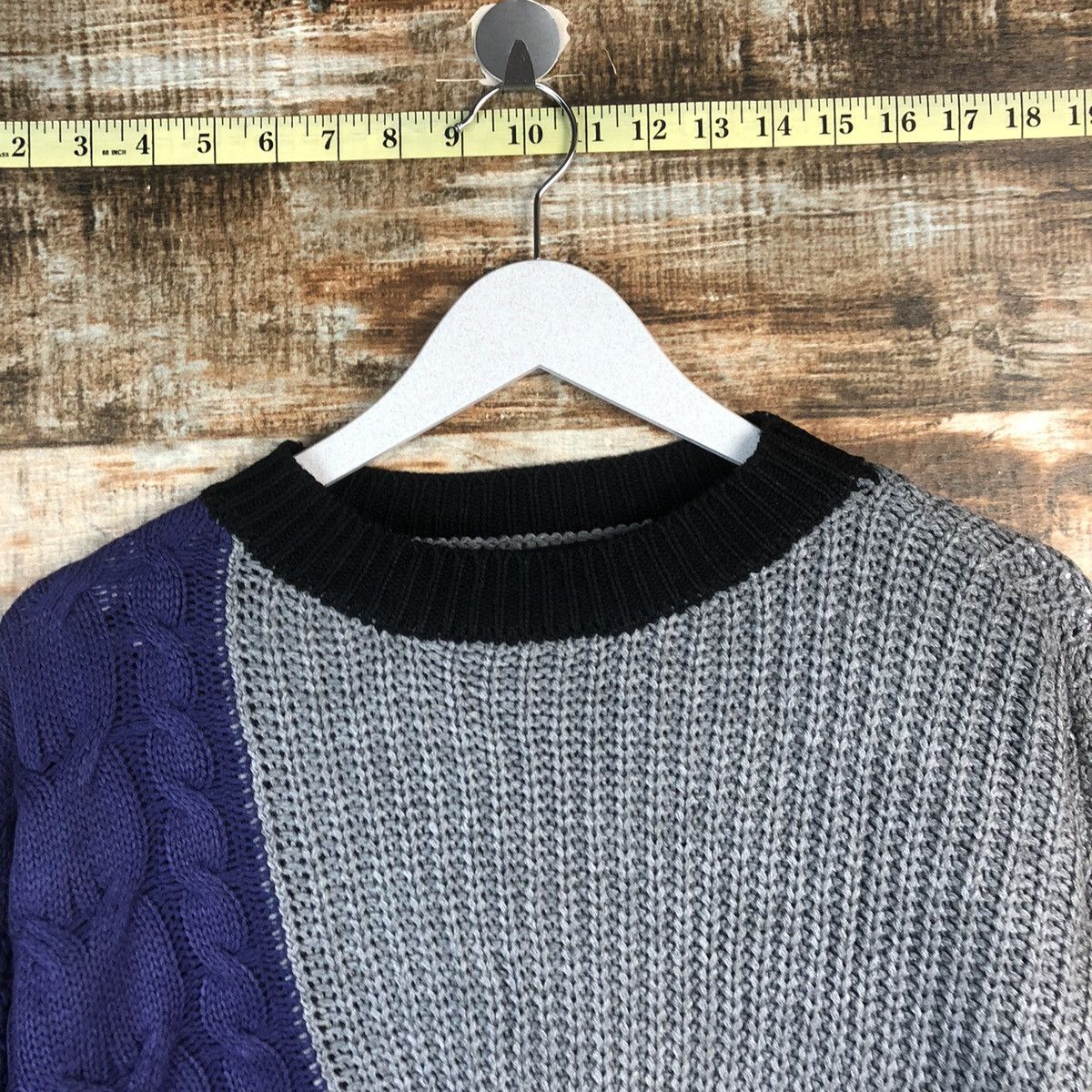 Homespun Knitwear DLL Vence Exchange patchwork style Grey Knitwear #C016 Size US M / EU 48-50 / 2 - 4 Thumbnail