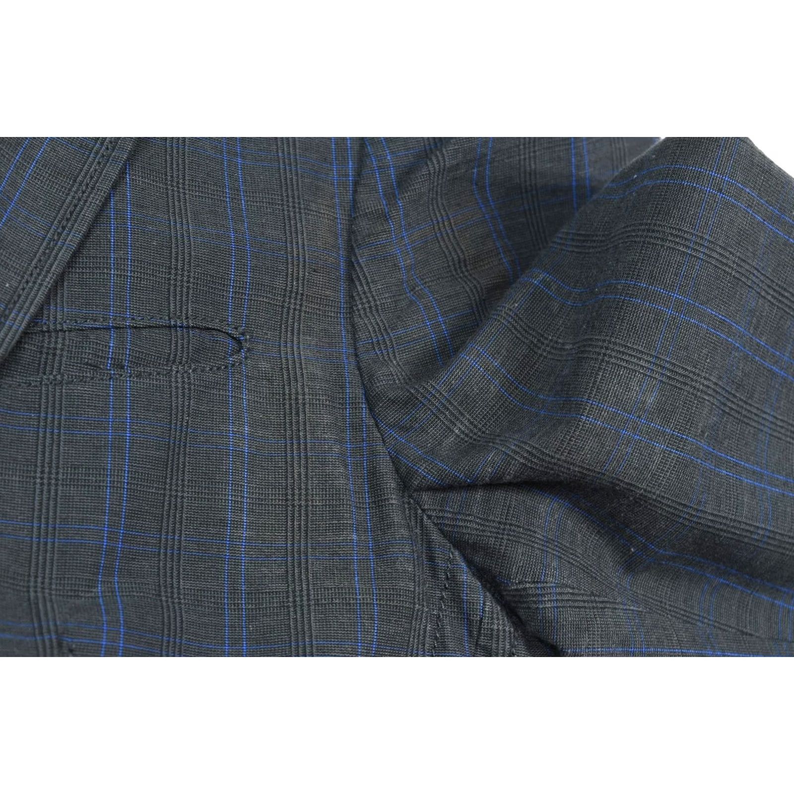 John Varvatos VINTAGE John Varvatos USA Luxe Blazer Mens 38 Gray Blue Plaid Two-Button Slim Fit Size 38R - 7 Thumbnail