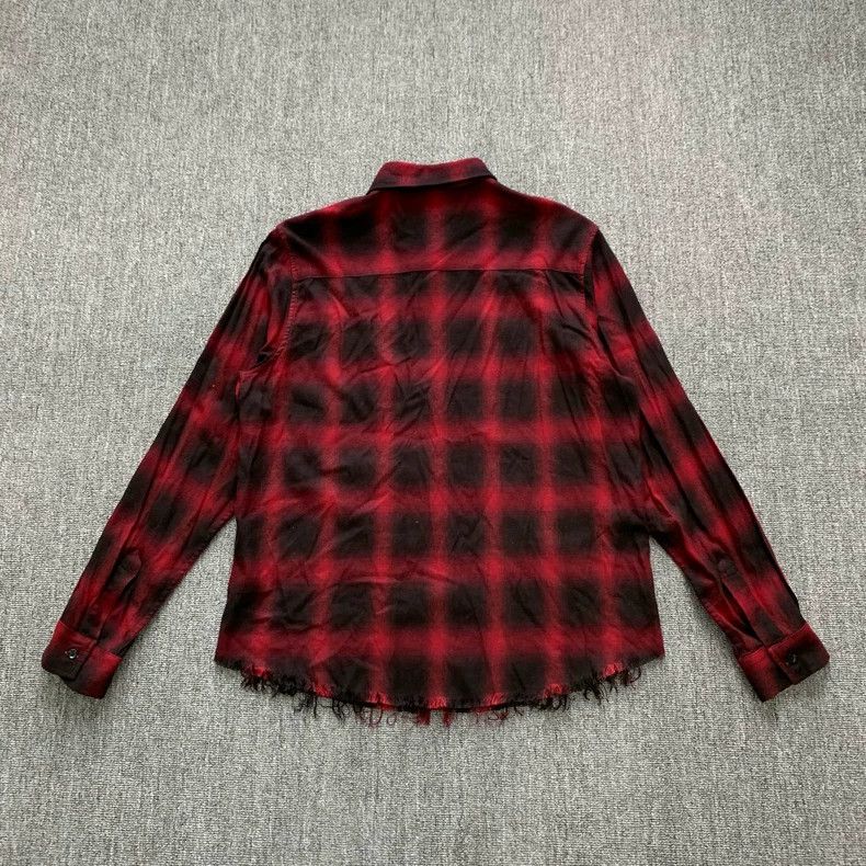 Amiri Amiri Size 38 Red destroying tassel plaid shirt 2506-Nexta Size US XS / EU 42 / 0 - 2 Thumbnail