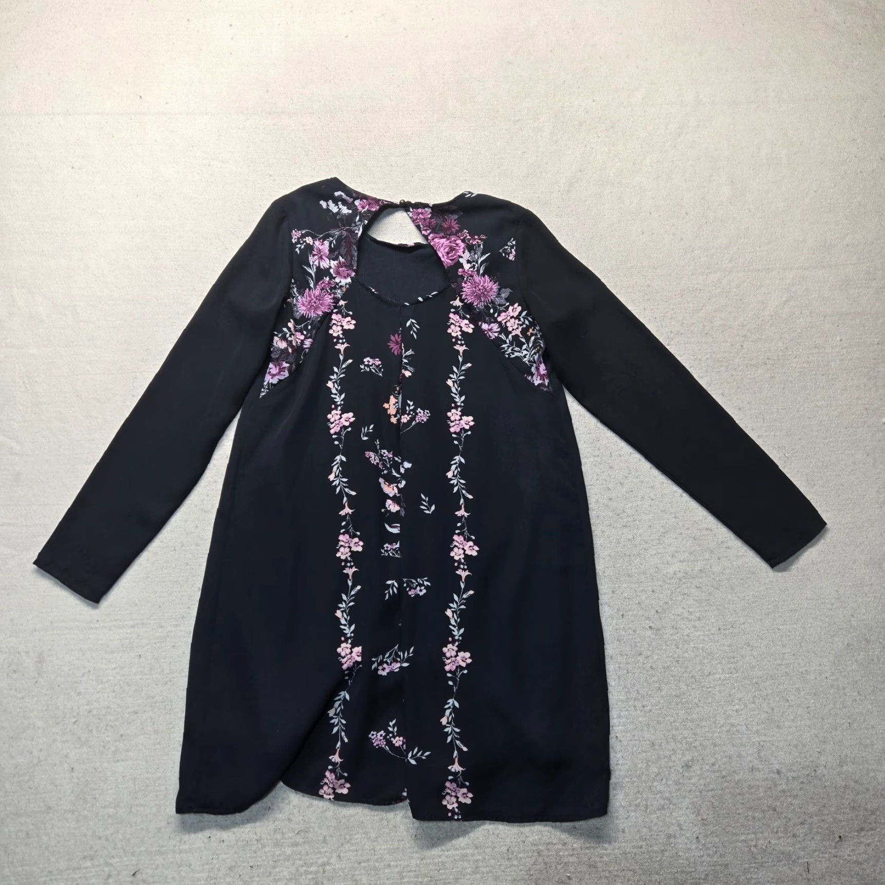 Vintage Xhilaration Shirt Floral Black with Purple Flowers Adult Womens Size S Small Size S / US 4 / IT 40 - 7 Thumbnail