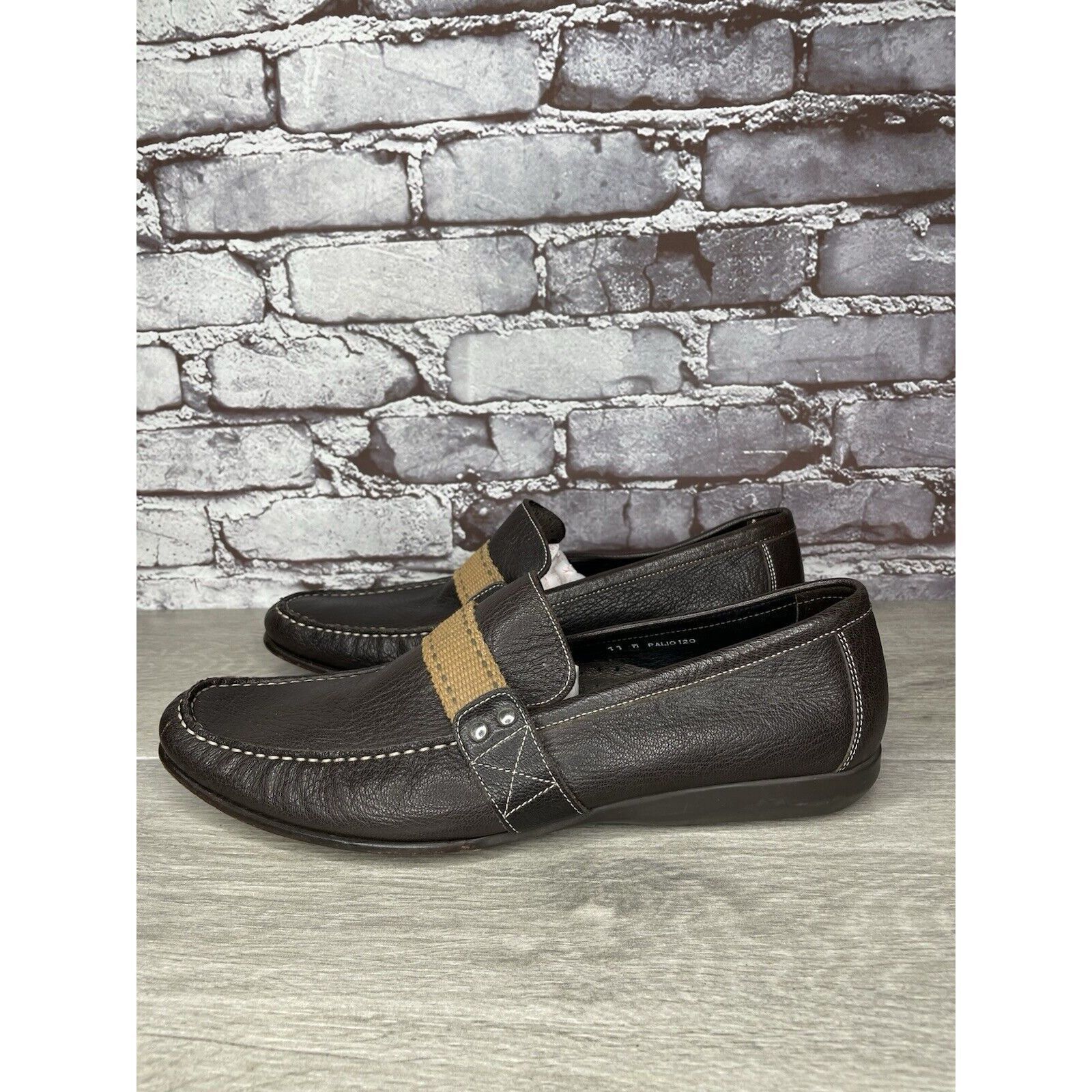 Donald Pliner Donald J. Pliner Brown Leather Slip On Casual Driving Shoes Size US 11 / EU 44 - 5 Thumbnail
