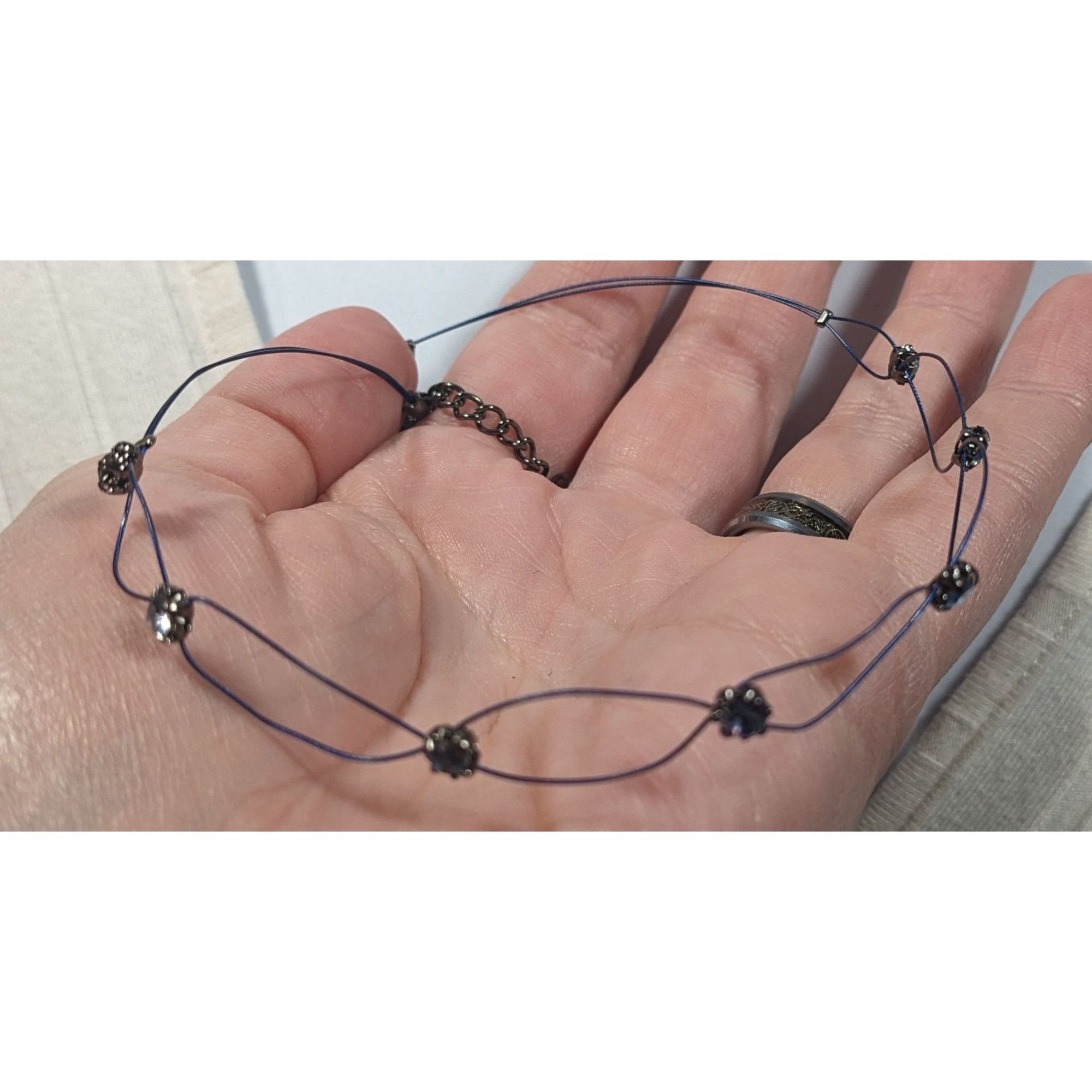 Other Handmade Blue Wire Clear Rhinestone Choker Necklace Size ONE SIZE - 6 Thumbnail
