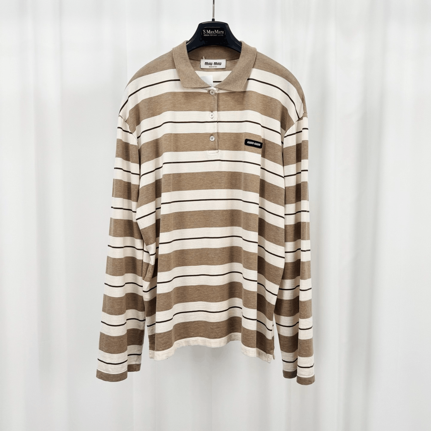 Miu Miu Miu Miu 25SS Striped Embroidered Polo Size S / US 4 / IT 40 - 1 Thumbnail