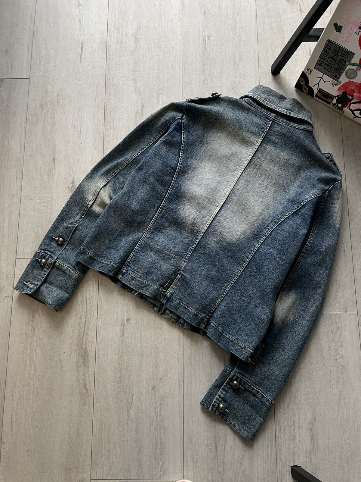 Japanese Brand Vintage 00’s Napoleon Denim Blazer Y2K Jacket Avant Garde Size XL / US 12-14 / IT 48-50 - 5 Thumbnail