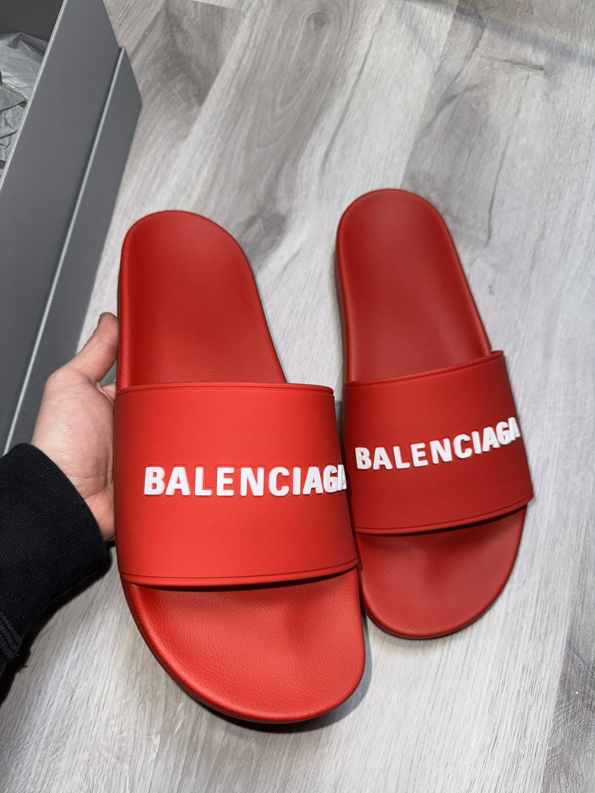 Red balenciaga slides store