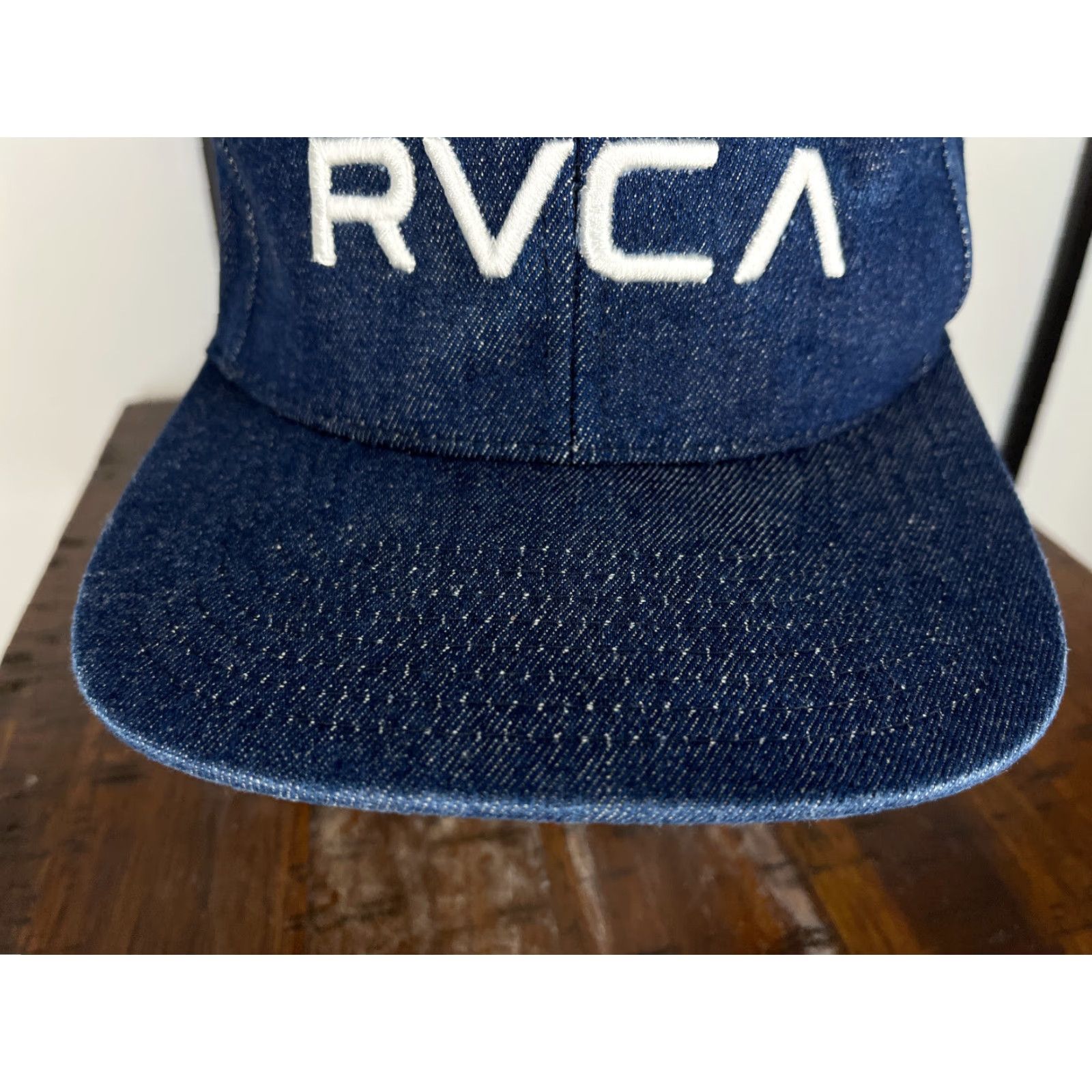 RVCA RVCA Hat Cap Snap Back Adult One Size Blue Denim Look Embroidered Skate Beach Men's Casual Adjustable 90s Theme Size ONE SIZE - 3 Thumbnail