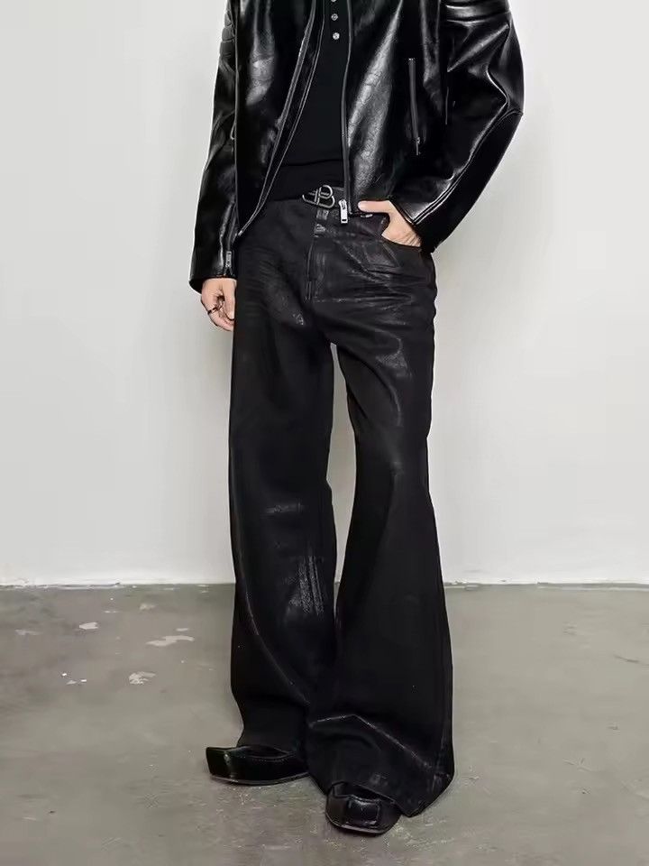Jean Custom wax coated punk grunge bootcut flared jeans Size US 28 / EU 44 - 10 Thumbnail