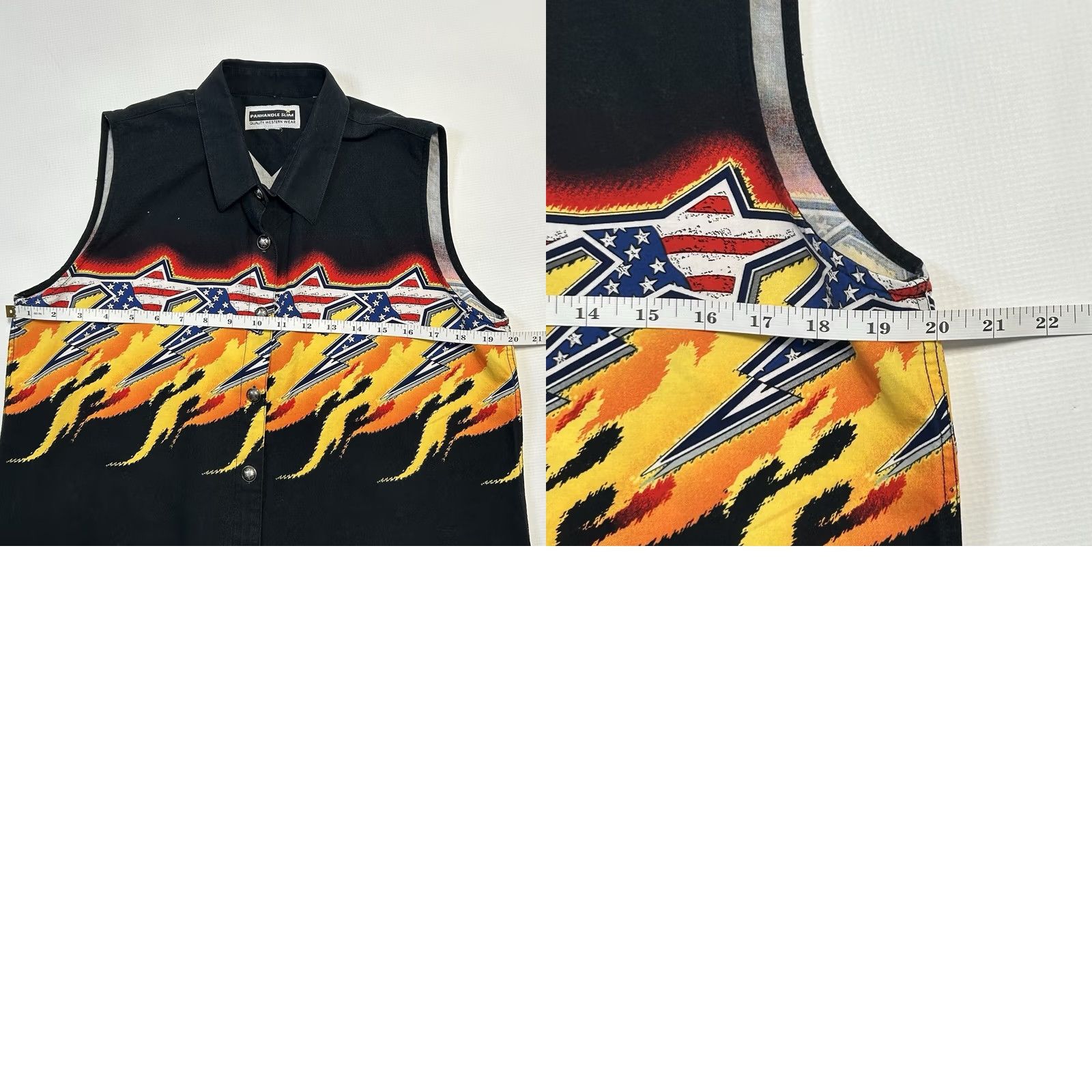 Vintage VINTAGE Panhandle Slim Vest Cowgirl Black USA Star Flames Sleeveless Medium Womens Size M / US 6-8 / IT 42-44 - 8 Thumbnail