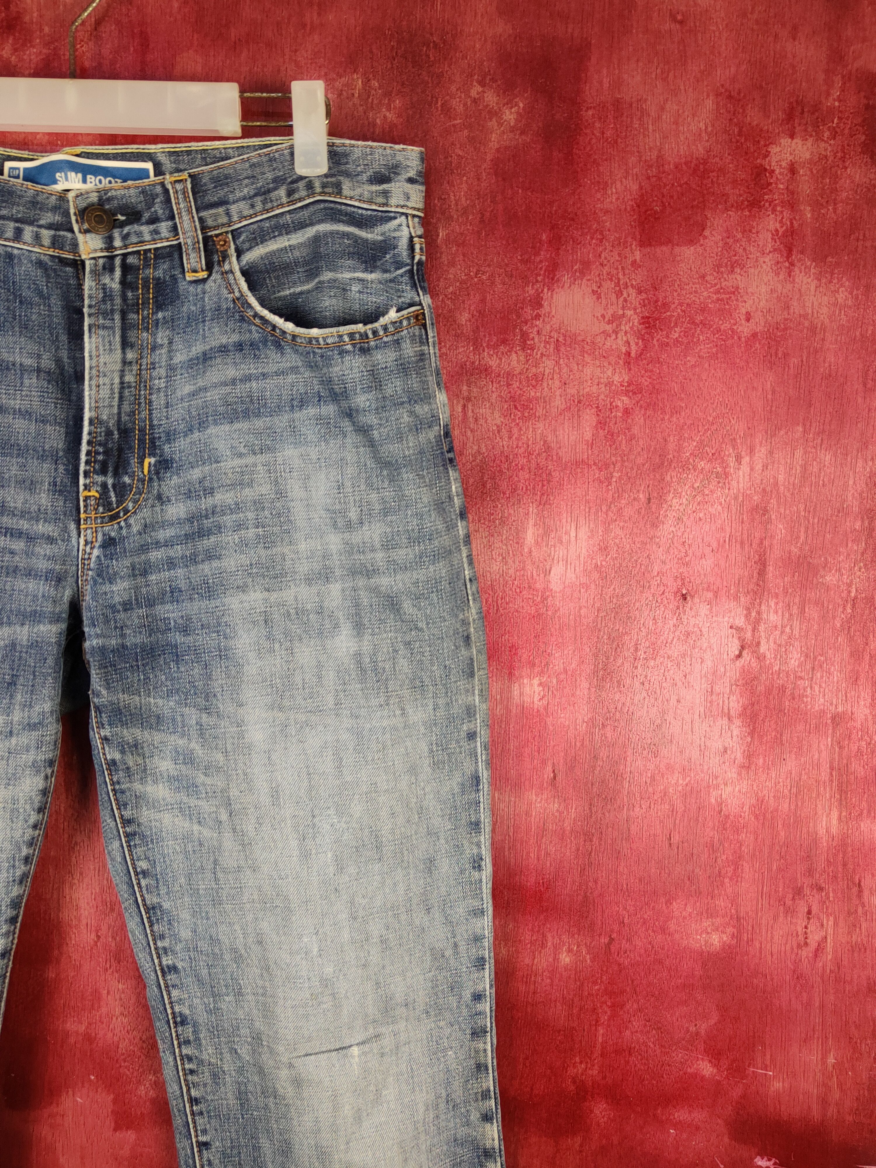 Gap Gap Blue Distressed Ripped Boot Cut Denim Jeans #S2283 Size US 33 - 5 Thumbnail