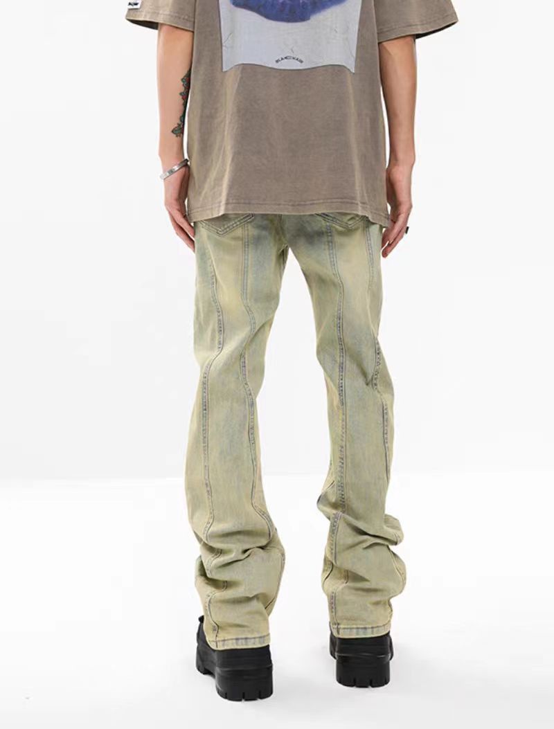 Japanese Brand × Jean Loose-fitting wide-leg washed jeans in yellow clay color Size US 32 / EU 48 - 3 Thumbnail