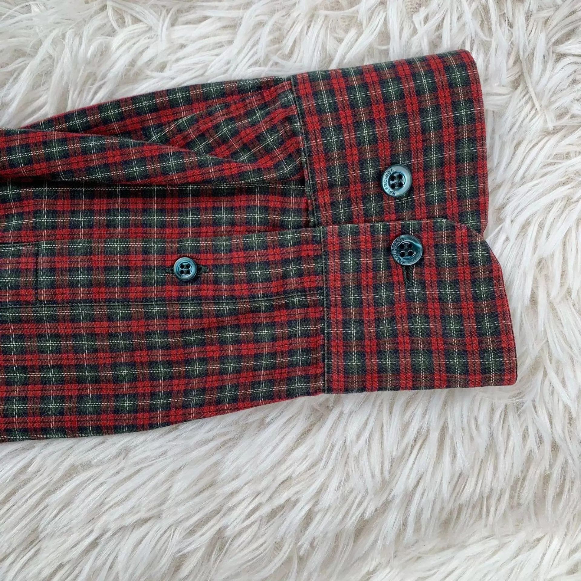 Balenciaga Balenciaga Check Shirt B Logo Red & Green 41 Size US L / EU 52-54 / 3 - 8 Thumbnail