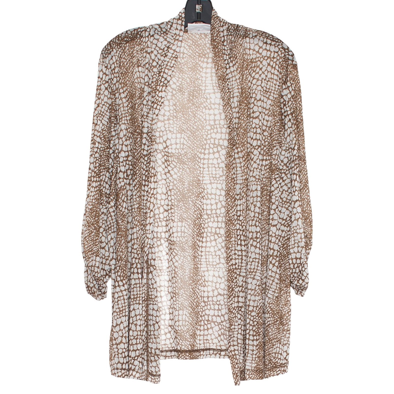 Other Susan Graver Sheer Cardigan Brown White Plus 2X Open Front Size XXL / US 16-18 / IT 52-54 - 1 Thumbnail