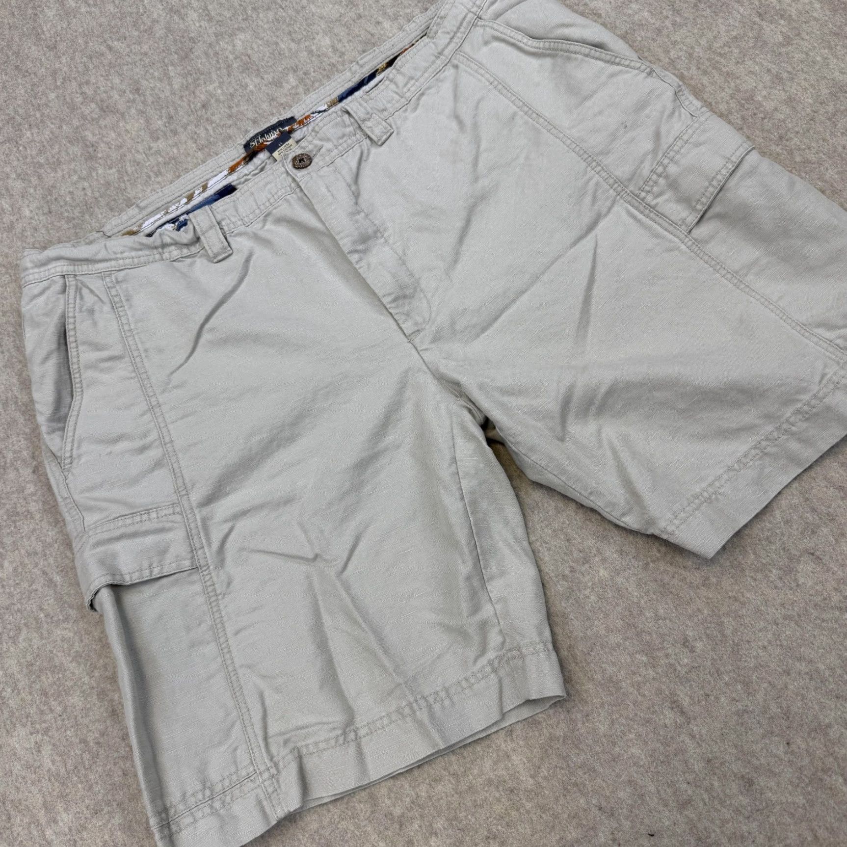 Vintage St. John's Bay Cargo Shorts Mens 44 Gray Linen Cotton Multi Pocket Casual Utility Shirts Pants? Size US 44 / EU 60 - 2 Thumbnail