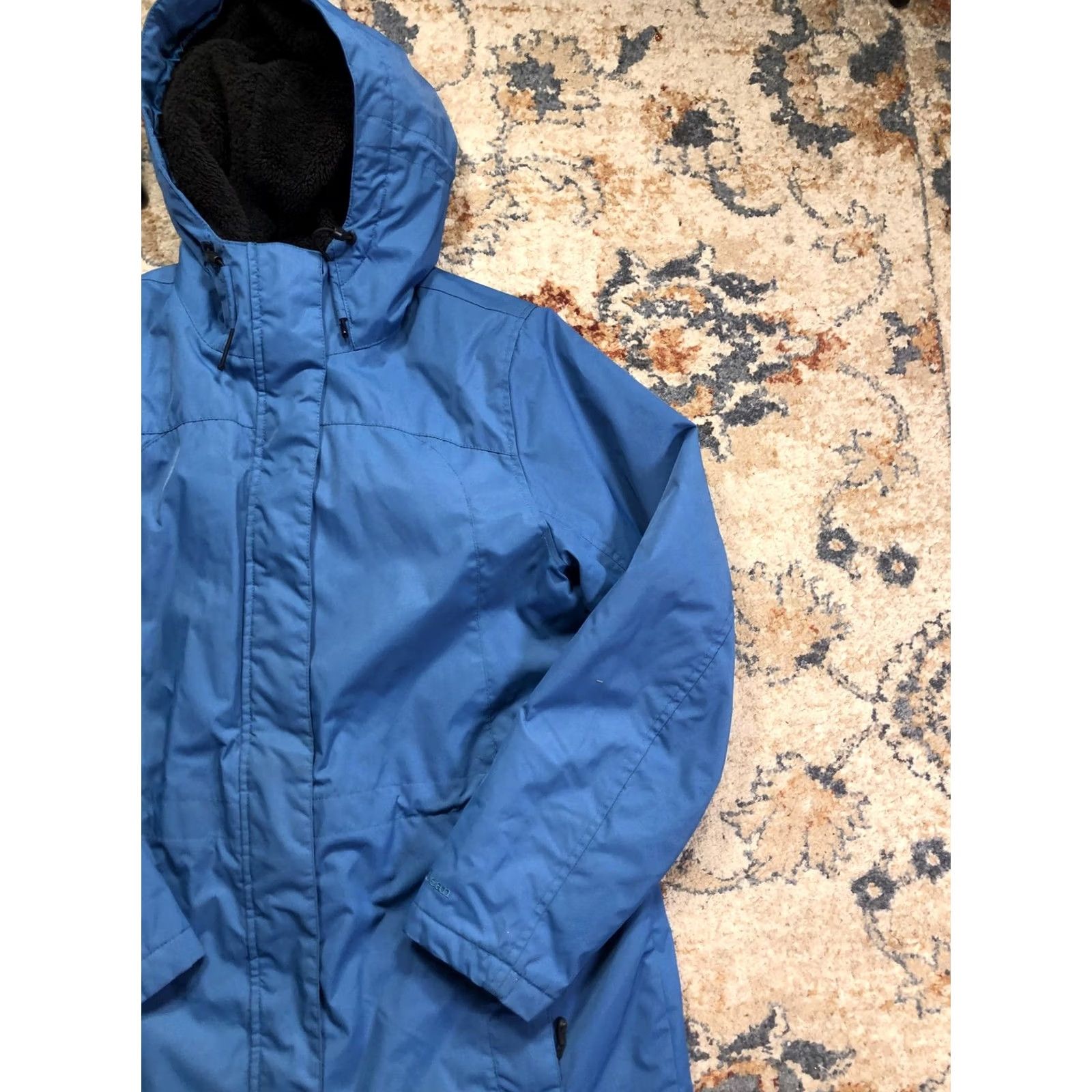 Vintage LL Bean Coat Womens Medium Blue Hooded Fleece Lined Quilted Insulated Parka Size M / US 6-8 / IT 42-44 - 4 Thumbnail