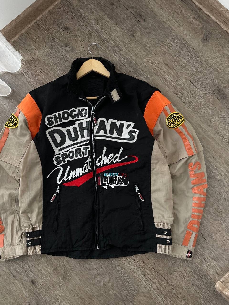 Japanese Brand × Vintage Vintage Duhan’s Shocki Moto Black Big Logo Racing Jacket Size US L / EU 52-54 / 3 - 9 Thumbnail