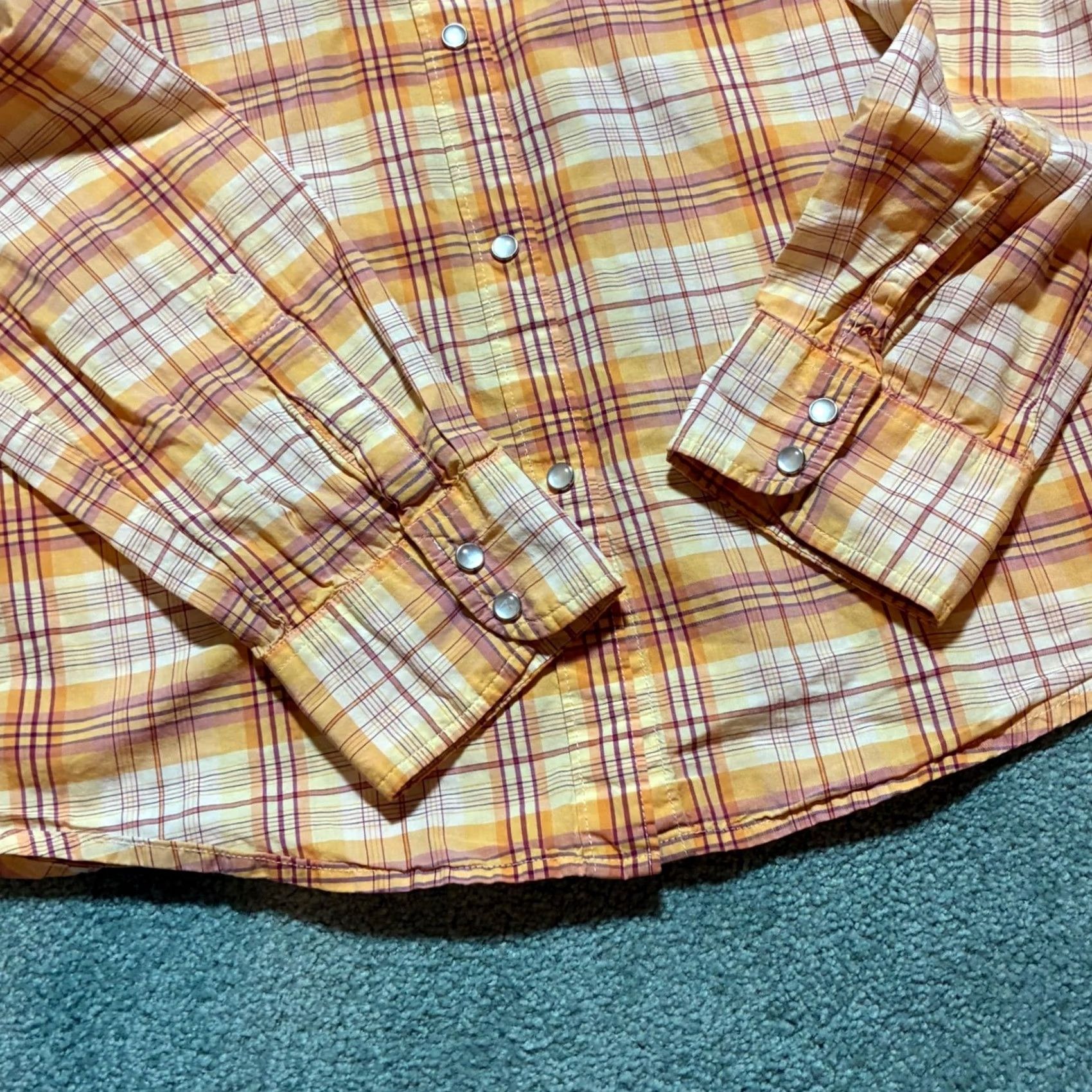 American Eagle Outfitters American Eagle Plaid Button-Up Western Womens L Orange Casual Shirt Size L / US 10 / IT 46 - 4 Thumbnail