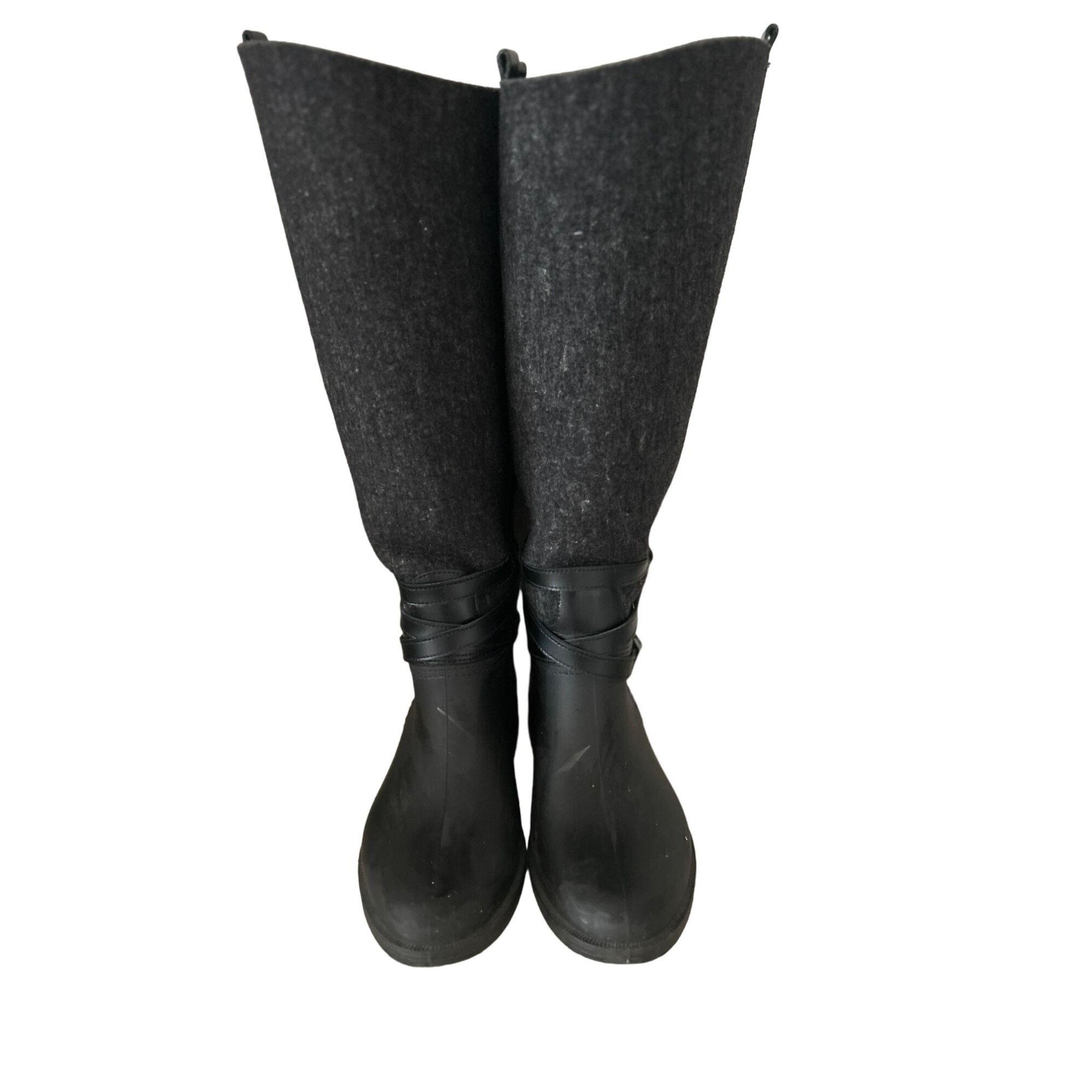 Salvatore Ferragamo Salvatore Ferragamo Cordelia Felt Grey/Black Riding/Rain Boo Size US 5 / IT 35 - 6 Thumbnail