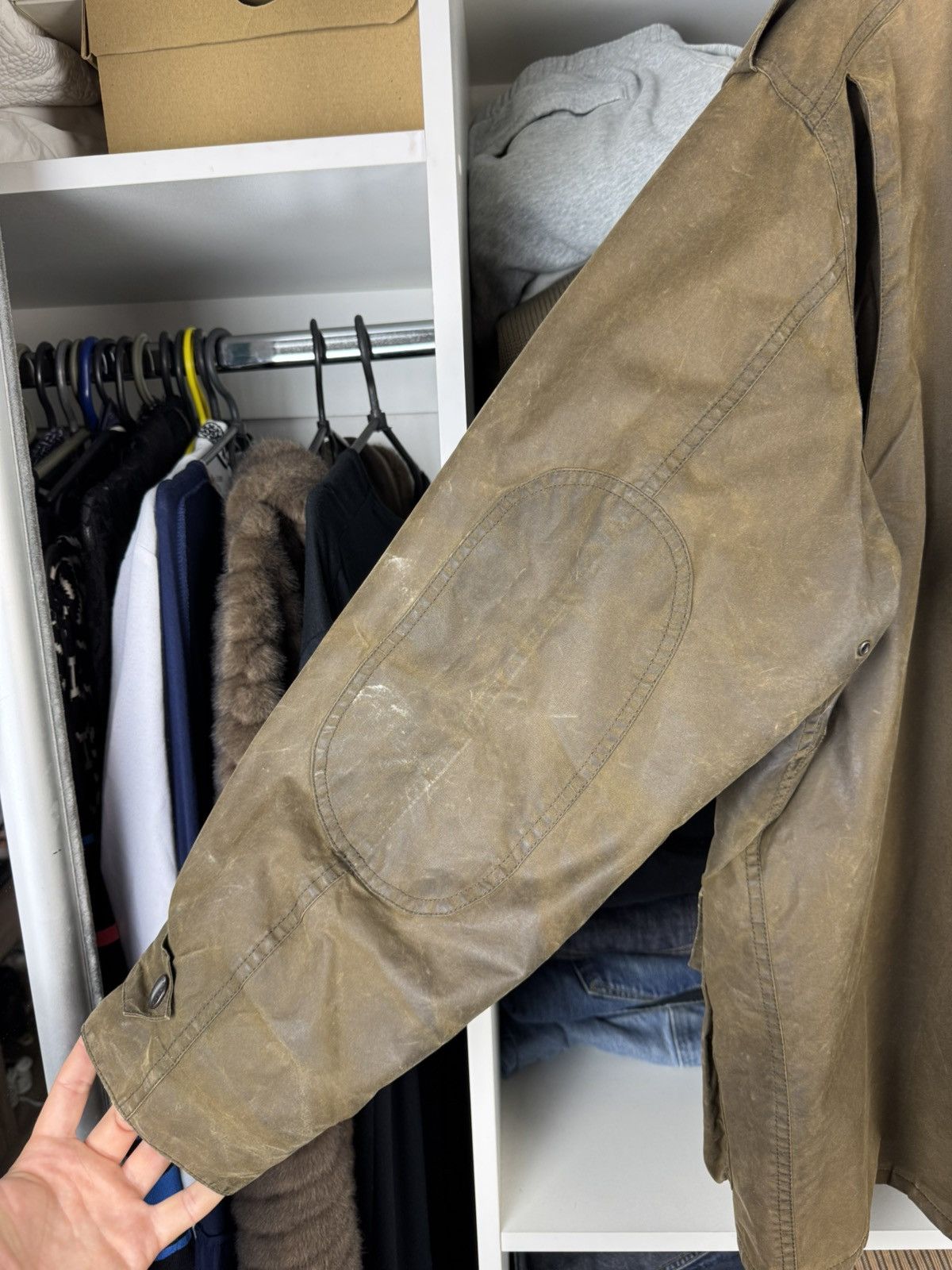 Barbour Vintage Barbour A995 Trooper Waxed Cotton Jacket Mens Size US XL / EU 56 / 4 - 17 Thumbnail