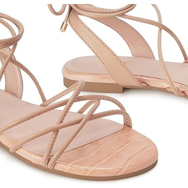 Other Womens Size 8 Pink Gladiator Lace Up Flat Sandals Shoes Size US 8 / IT 38 - 2 Thumbnail