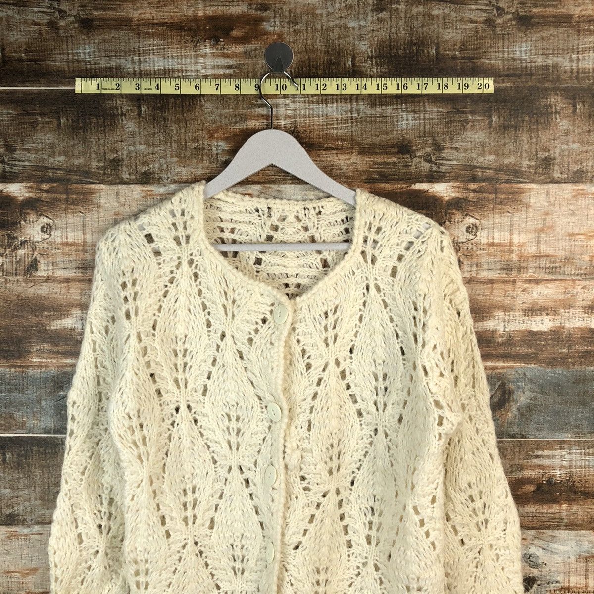Japanese Brand Japan Patterned Cardigans crochet meshnet Knitwear #A1473 Size S / US 4 / IT 40 - 2 Thumbnail