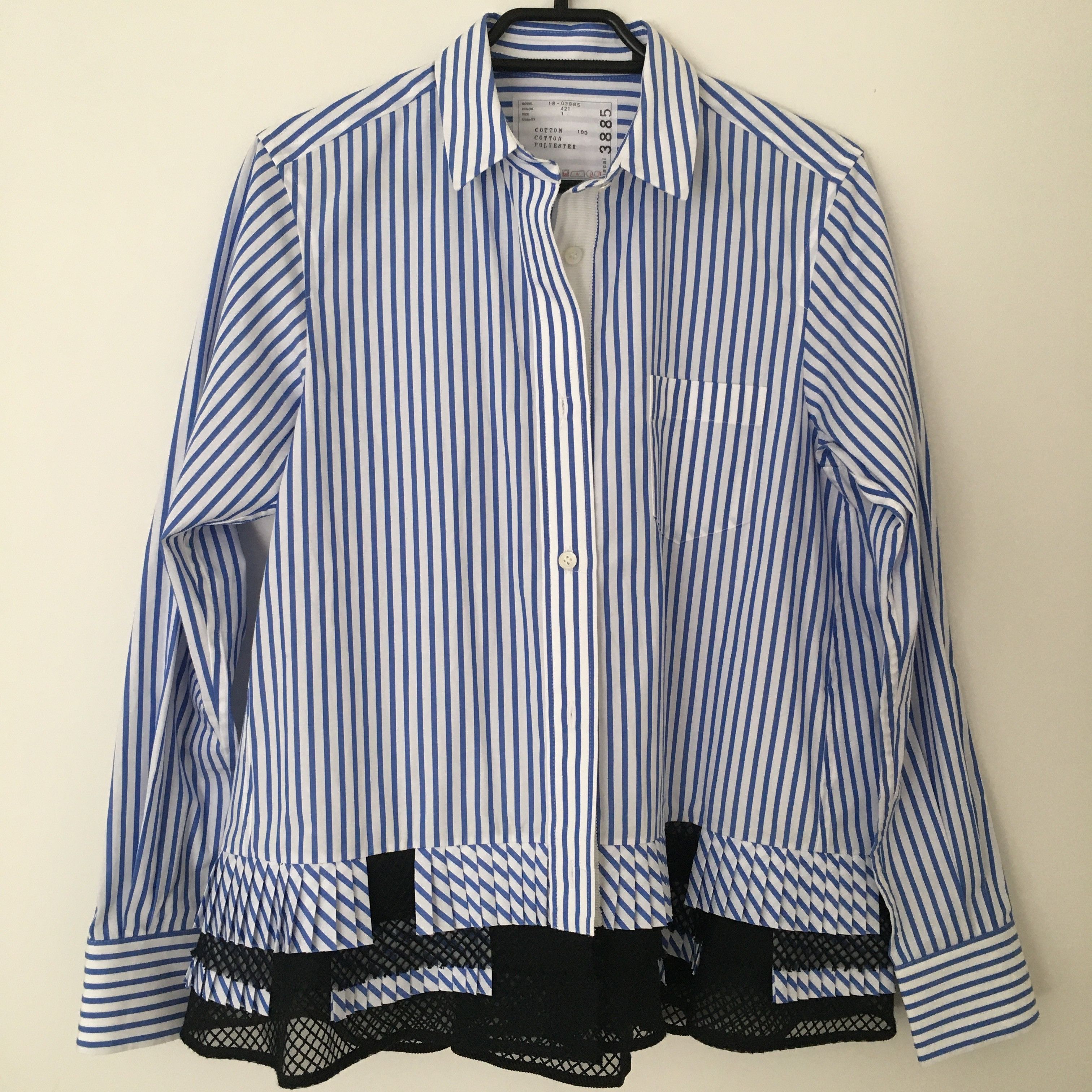 Sacai Women’s White / Blue Strips L/S Shirt Size S / US 4 / IT 40 - 1 Thumbnail