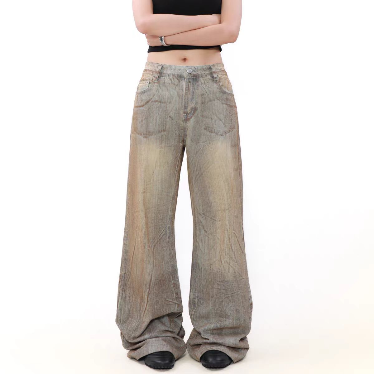 Japanese Brand × Jean Vintage Dirty Wash Straight Leg Micro Flare Jeans Size US 29 - 3 Thumbnail