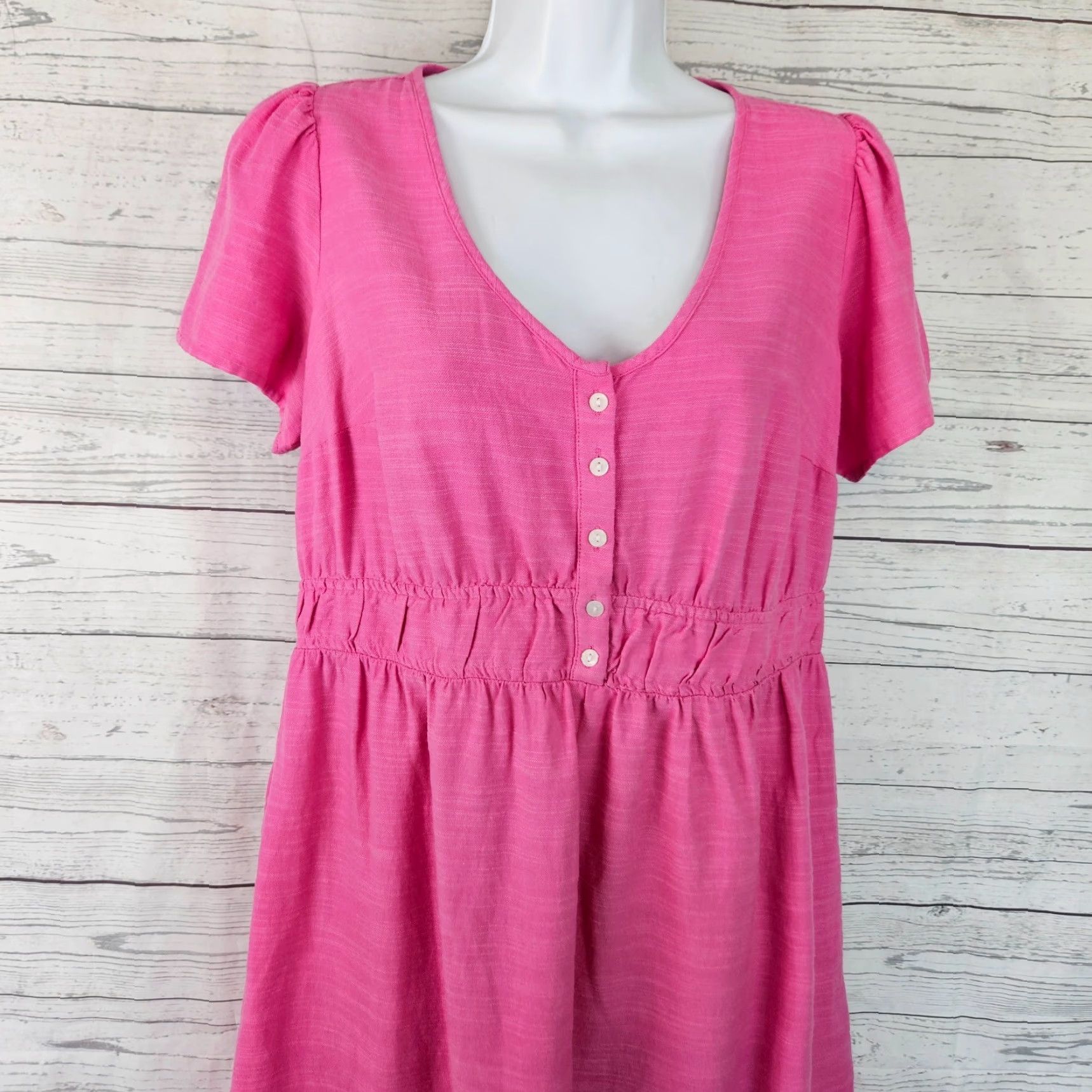 Vintage Isabel by Ingrid+Isabel Womens Dress Small Solid Pink Cotton Blend Scoop Neck Dress Shirt? Size S / US 4 / IT 40 - 2 Thumbnail
